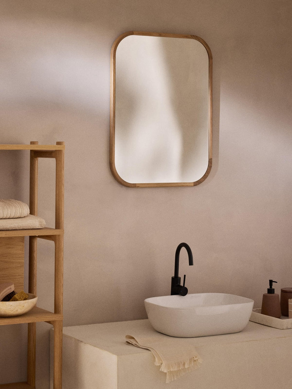 Kettleby Wall Mirror with Oak Wood Frame