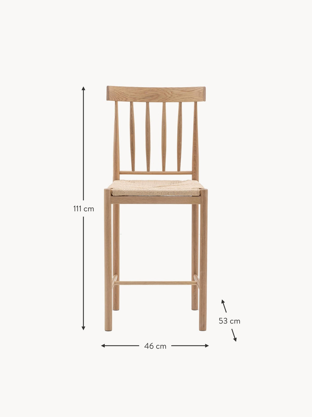 Kexby Handmade Oak Wood Counter Chairs, Set of 2