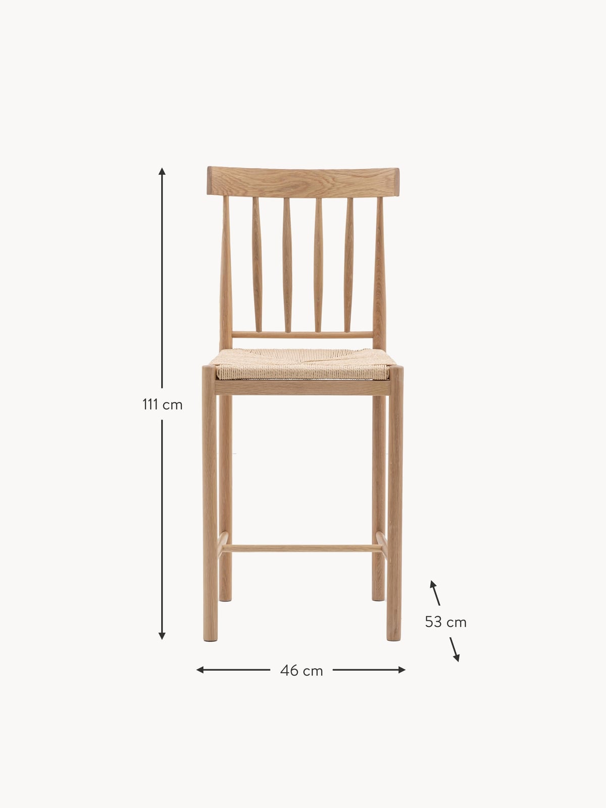 Kexby Handmade Oak Wood Counter Chairs, Set of 2