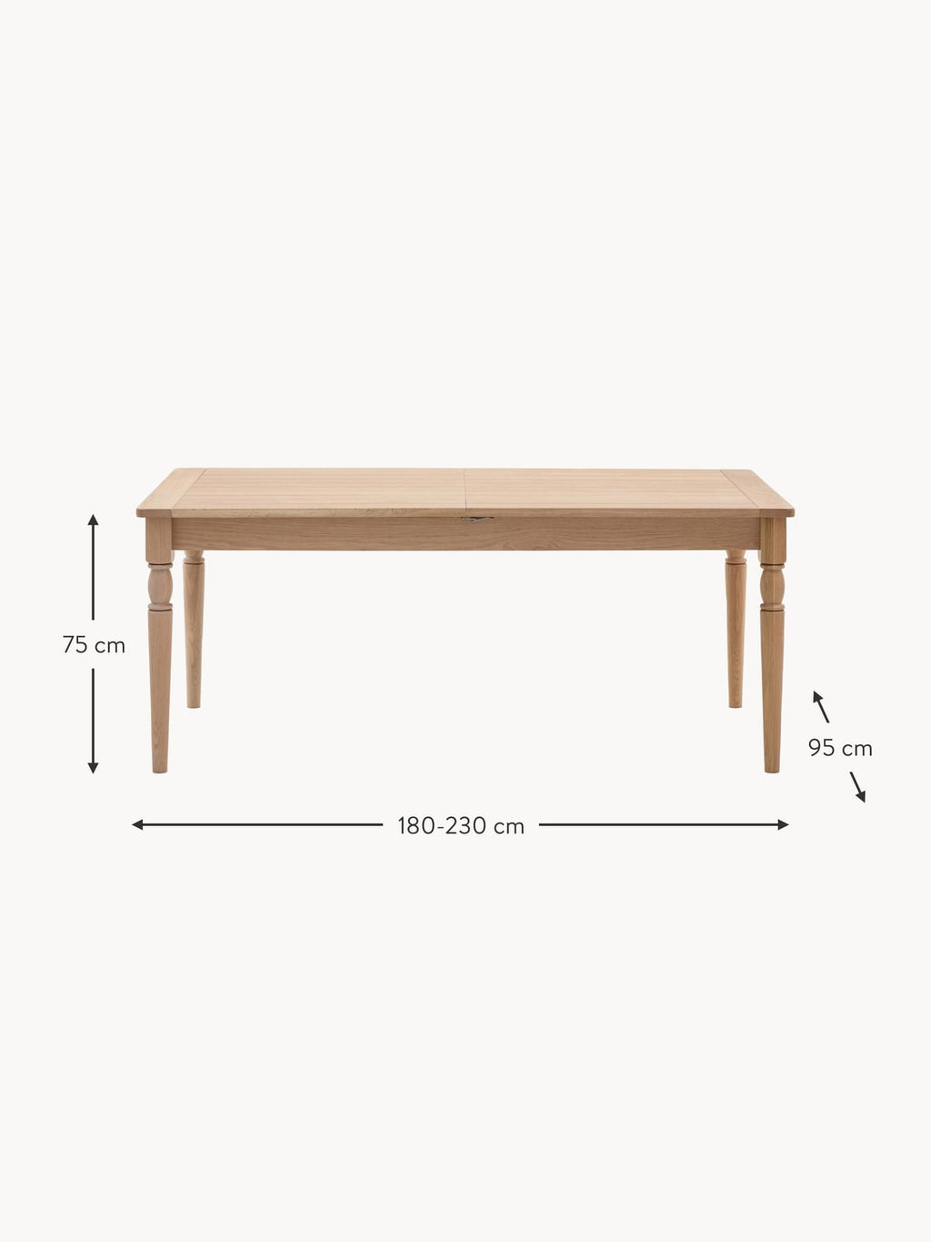 Kexby Handmade Wooden Dining Table, 180 - 230 X 95 cm