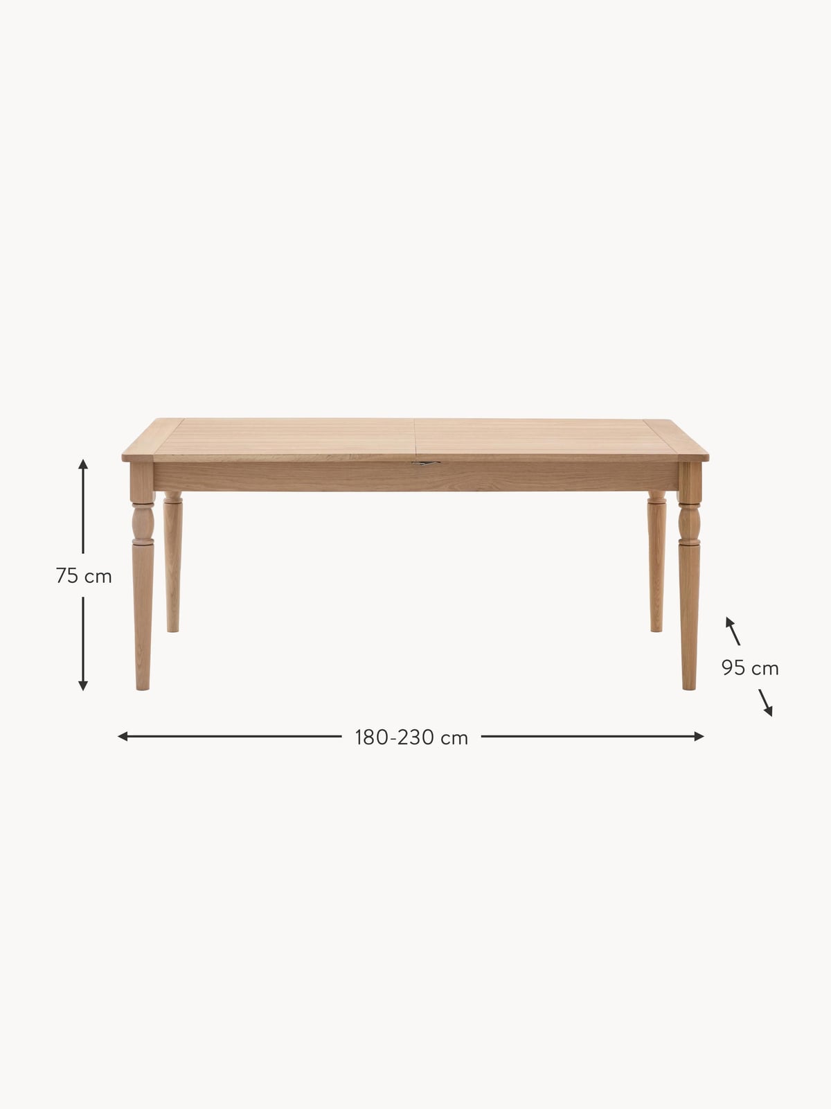 Kexby Handmade Wooden Dining Table, 180 - 230 X 95 cm