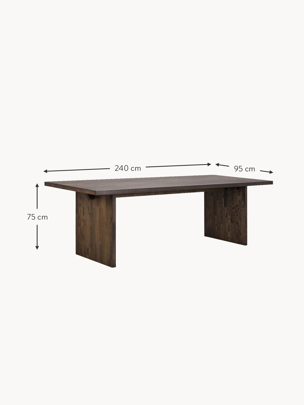 Kexby Oak Wood Dining Table, 240 x 95 cm