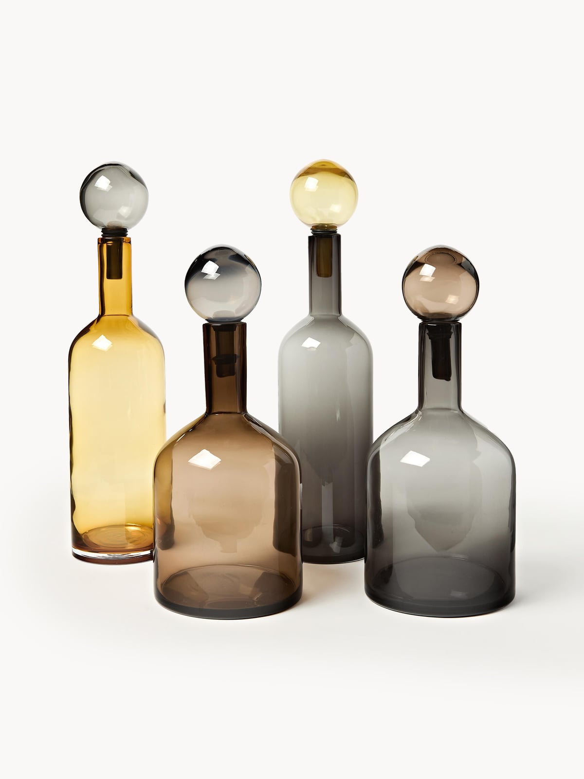 Kirkby Mouth-Blown Decorative Bottles, Set of 4