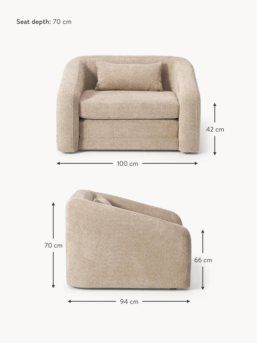 Kirkby Teddy Bouclé Armchair Bed