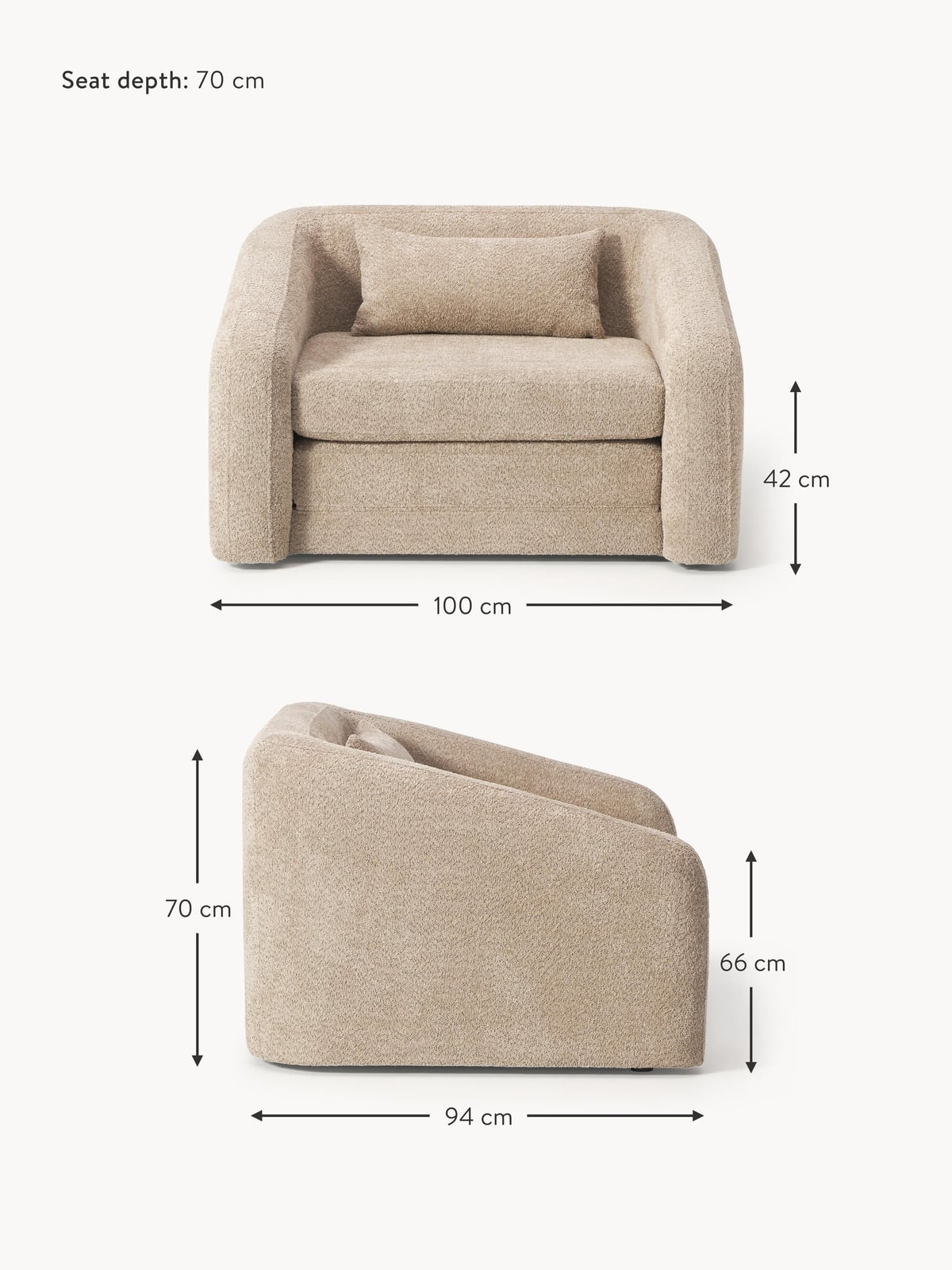 Kirkby Teddy Bouclé Armchair Bed