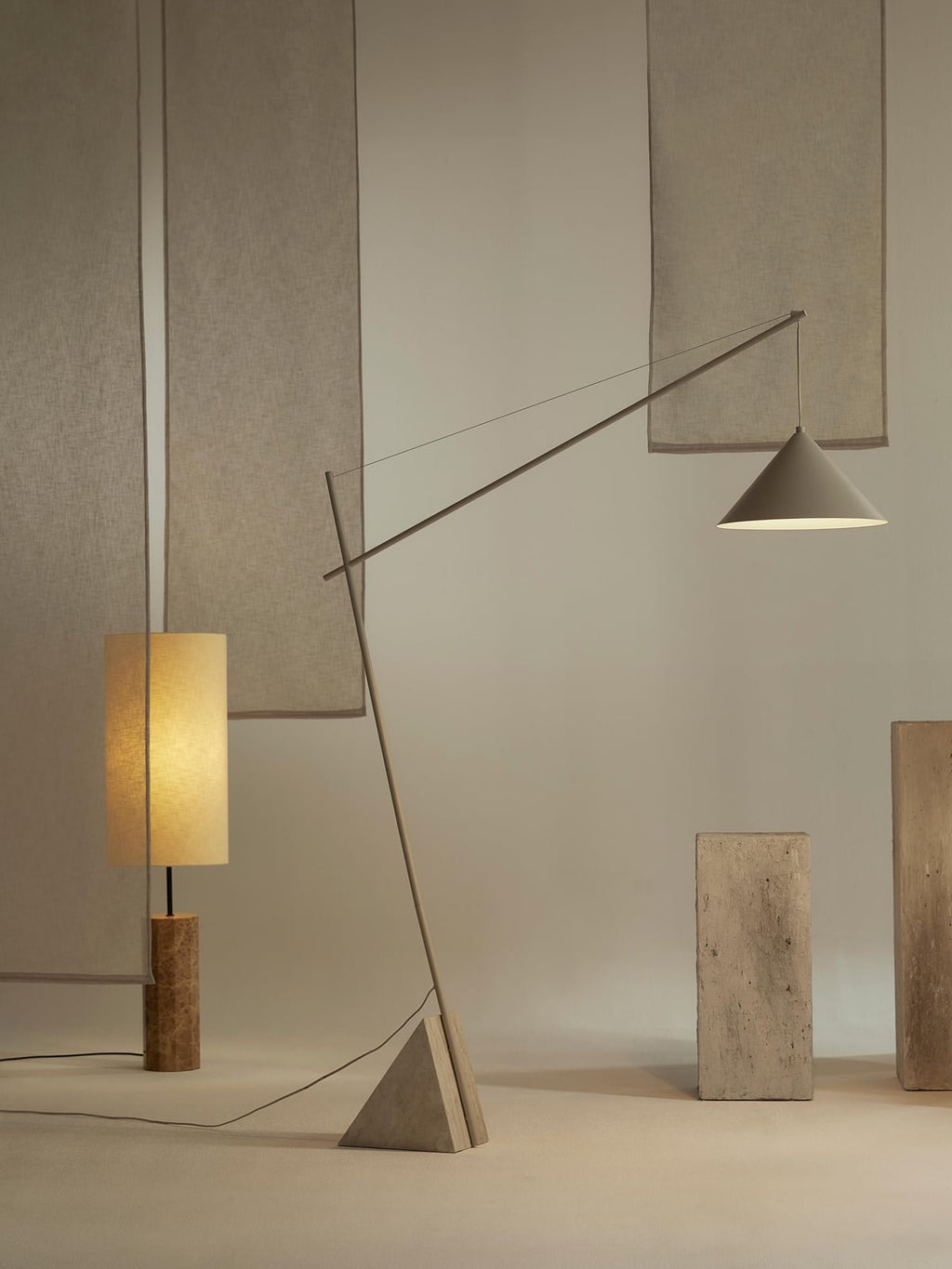 Larkfield Large Reading Lamp with Travertine Base