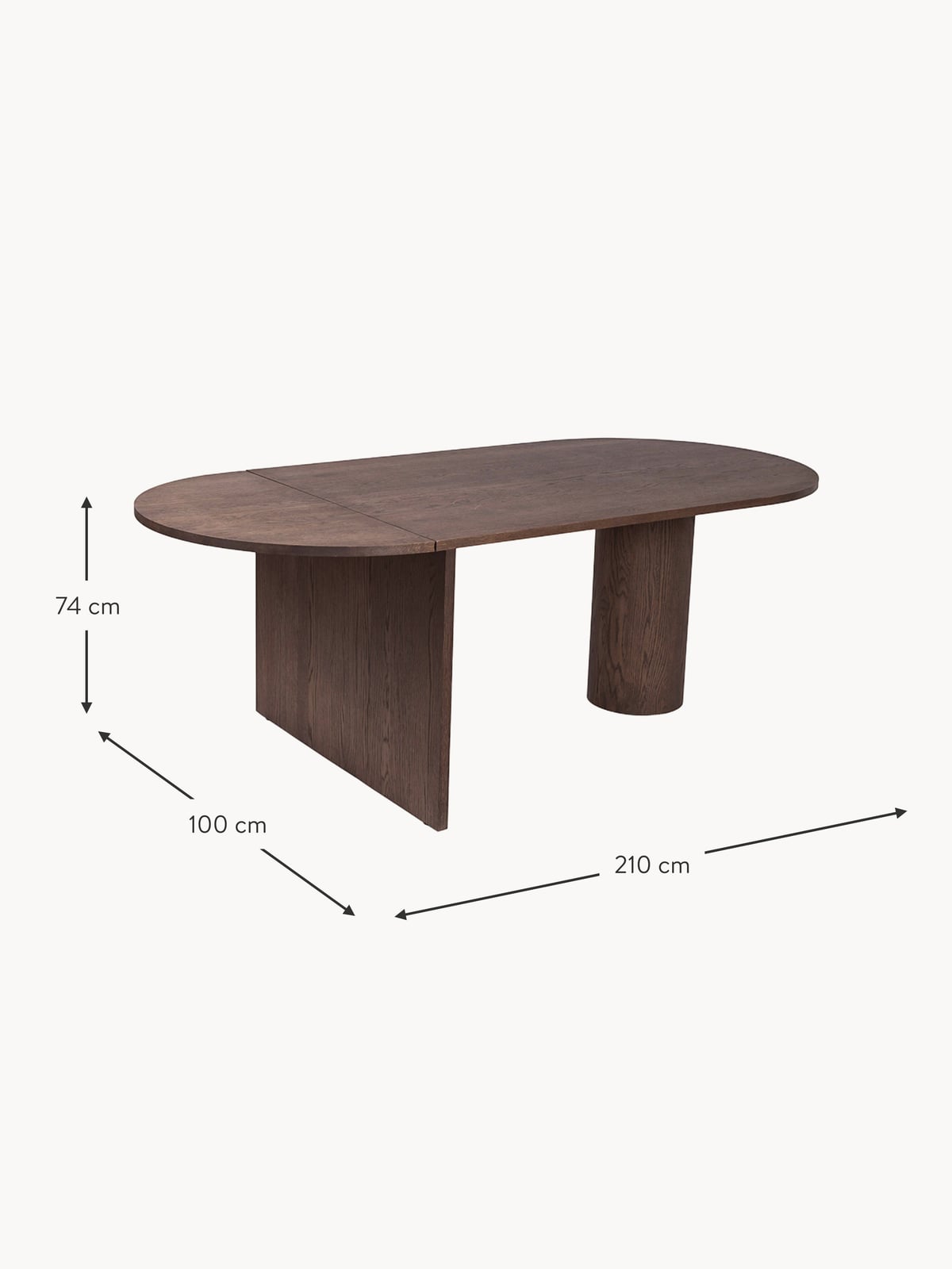 Lowther Extendable Oak Wood Dining Table, 160 - 210 x 100 cm