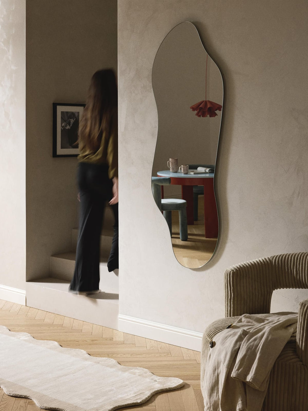 Marchmont Frameless Full-Length Wall Mirror in an Organic Shape