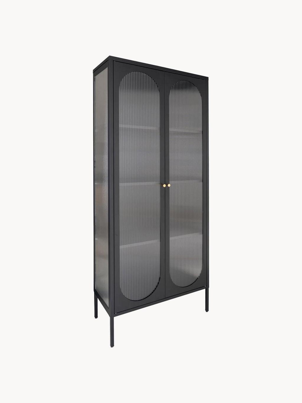 Milburn Metal Display Cabinet with Grooved Glass