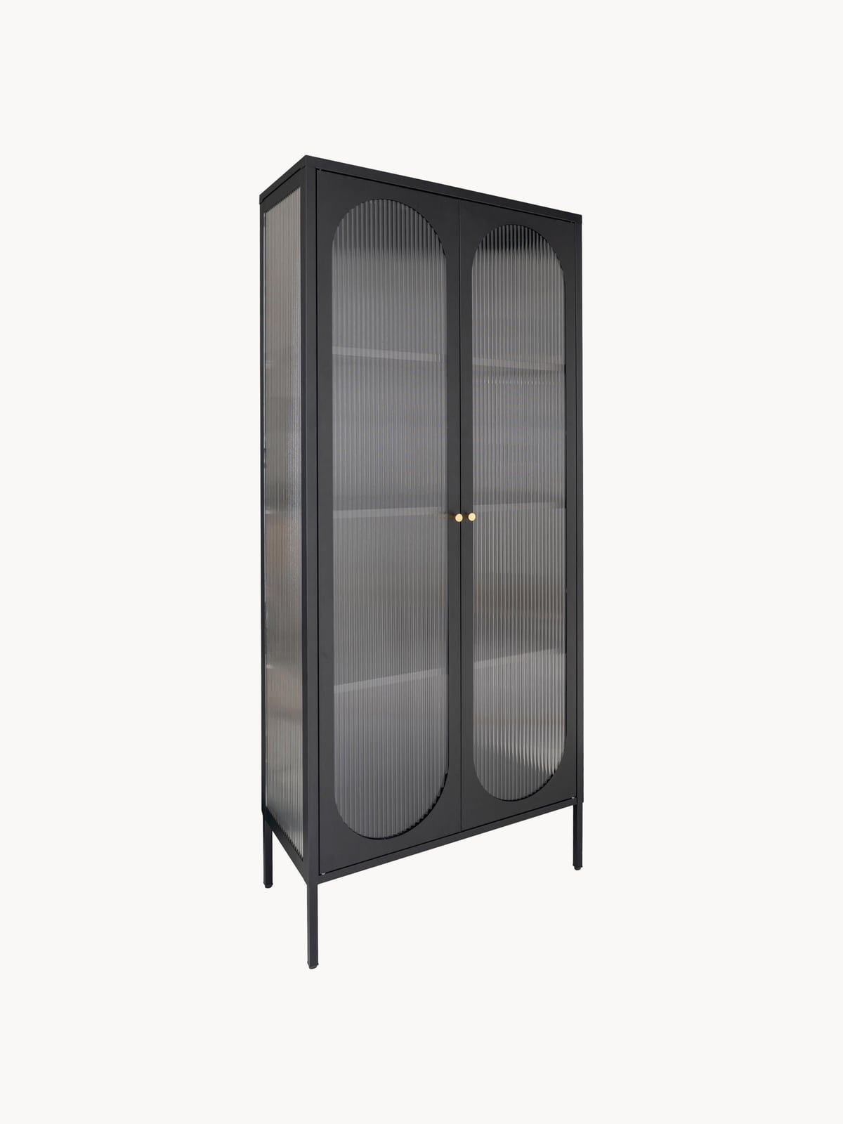 Milburn Metal Display Cabinet with Grooved Glass