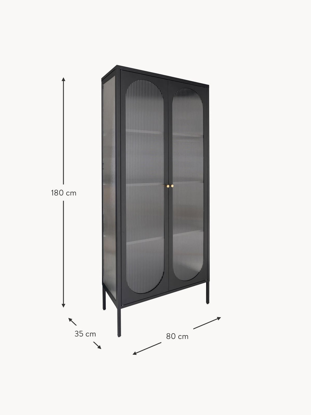 Milburn Metal Display Cabinet with Grooved Glass