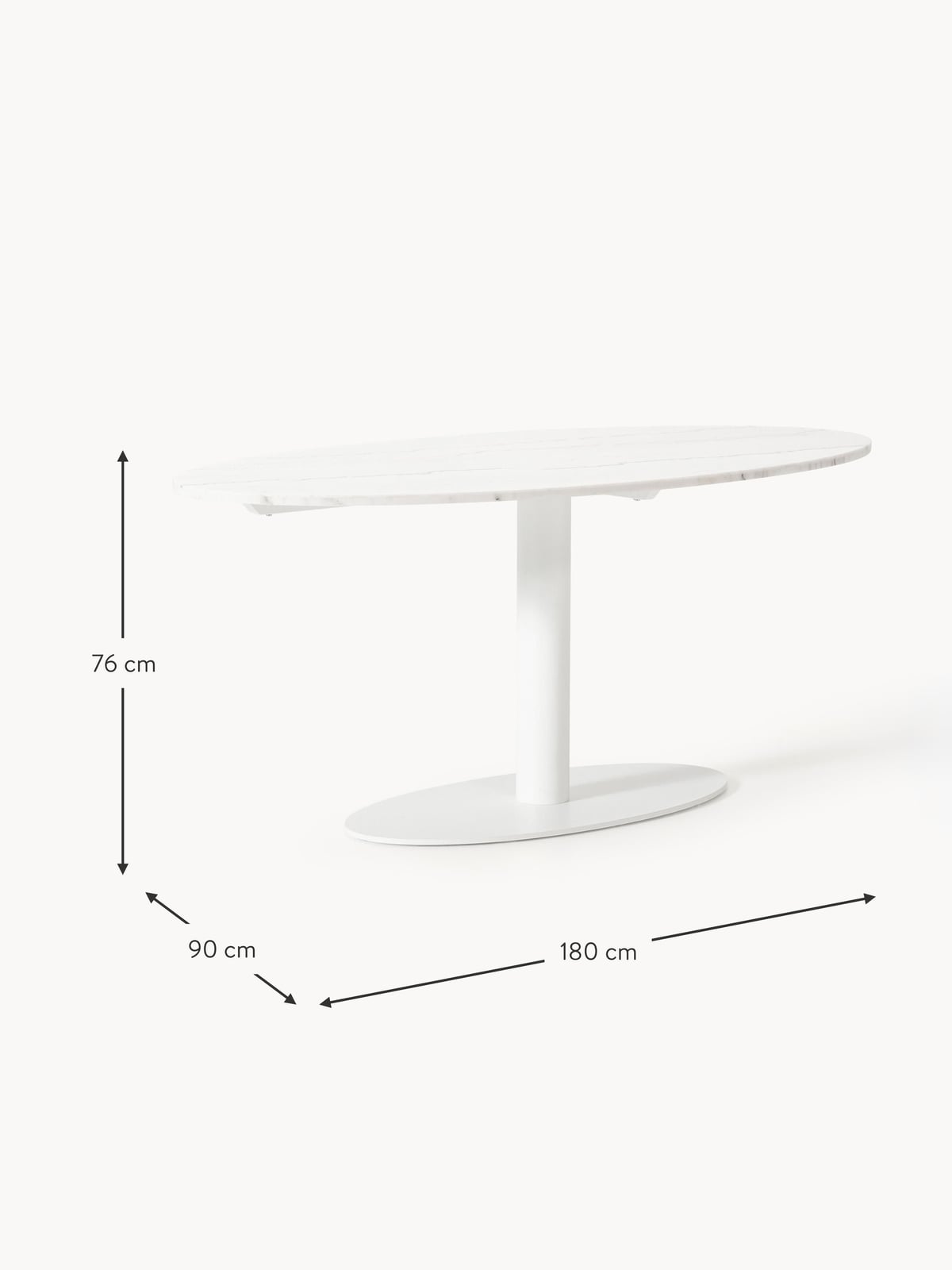 Naseby Oval Marble Dining Table, 180 x 90 cm