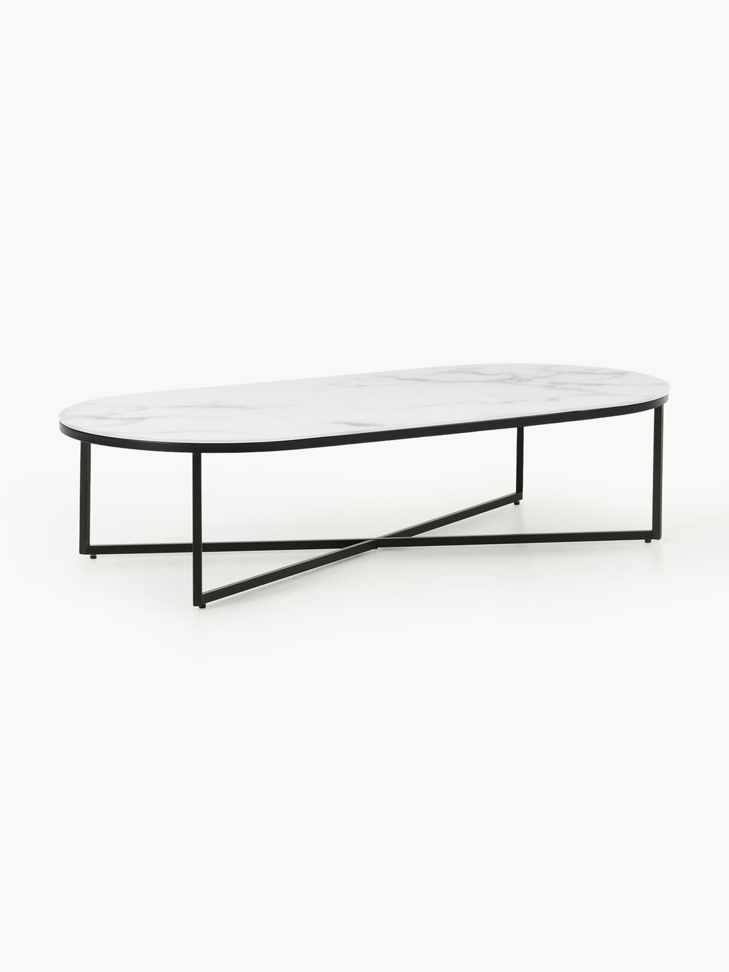 Netherby Oval Coffee Table with Marble Effect Glass Top