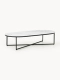 Netherby Oval Coffee Table with Marble Effect Glass Top