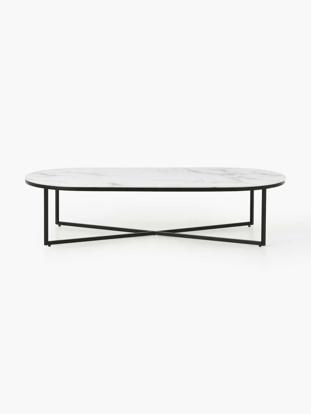Netherby Oval Coffee Table with Marble Effect Glass Top