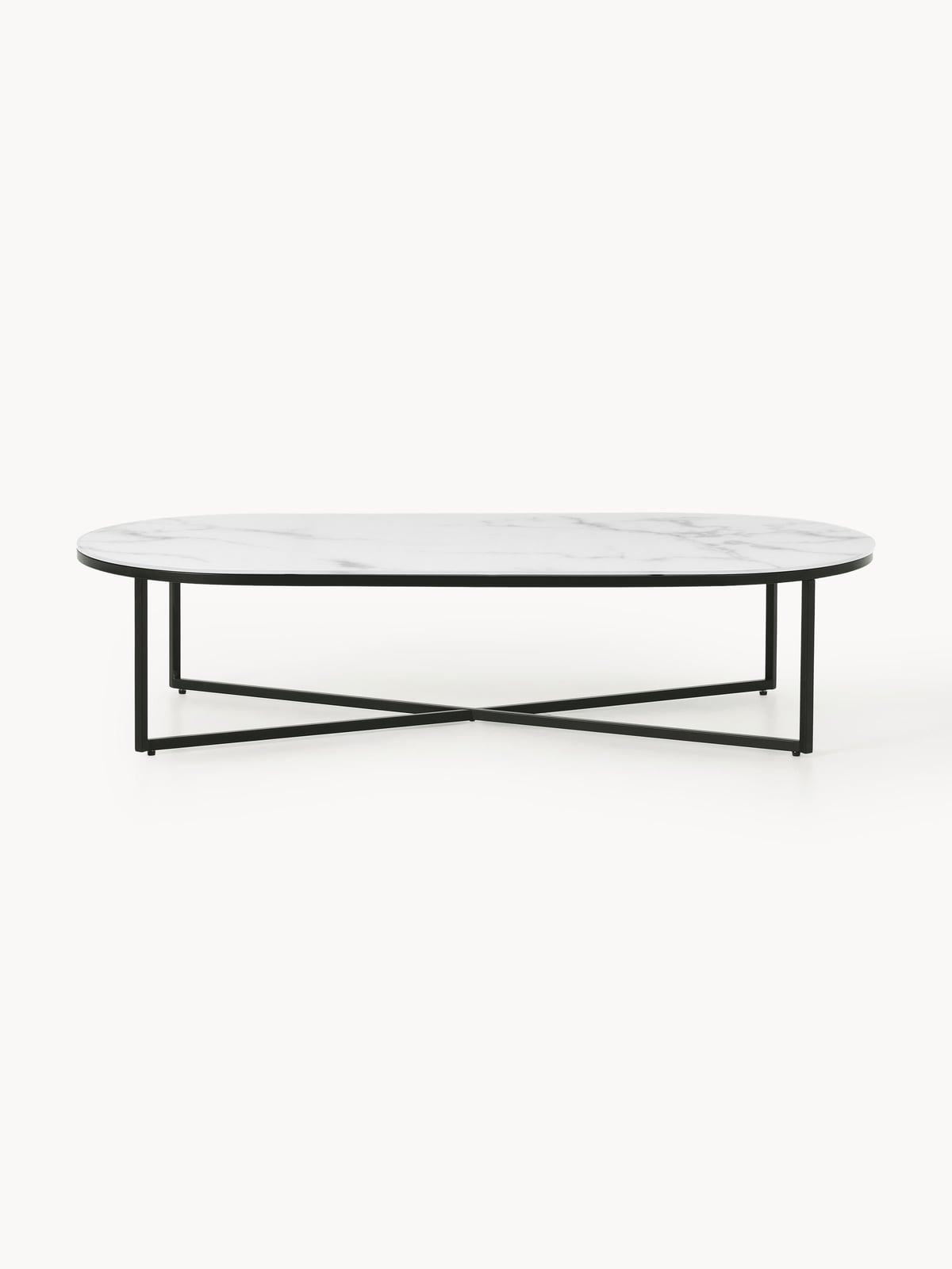 Netherby Oval Coffee Table with Marble Effect Glass Top
