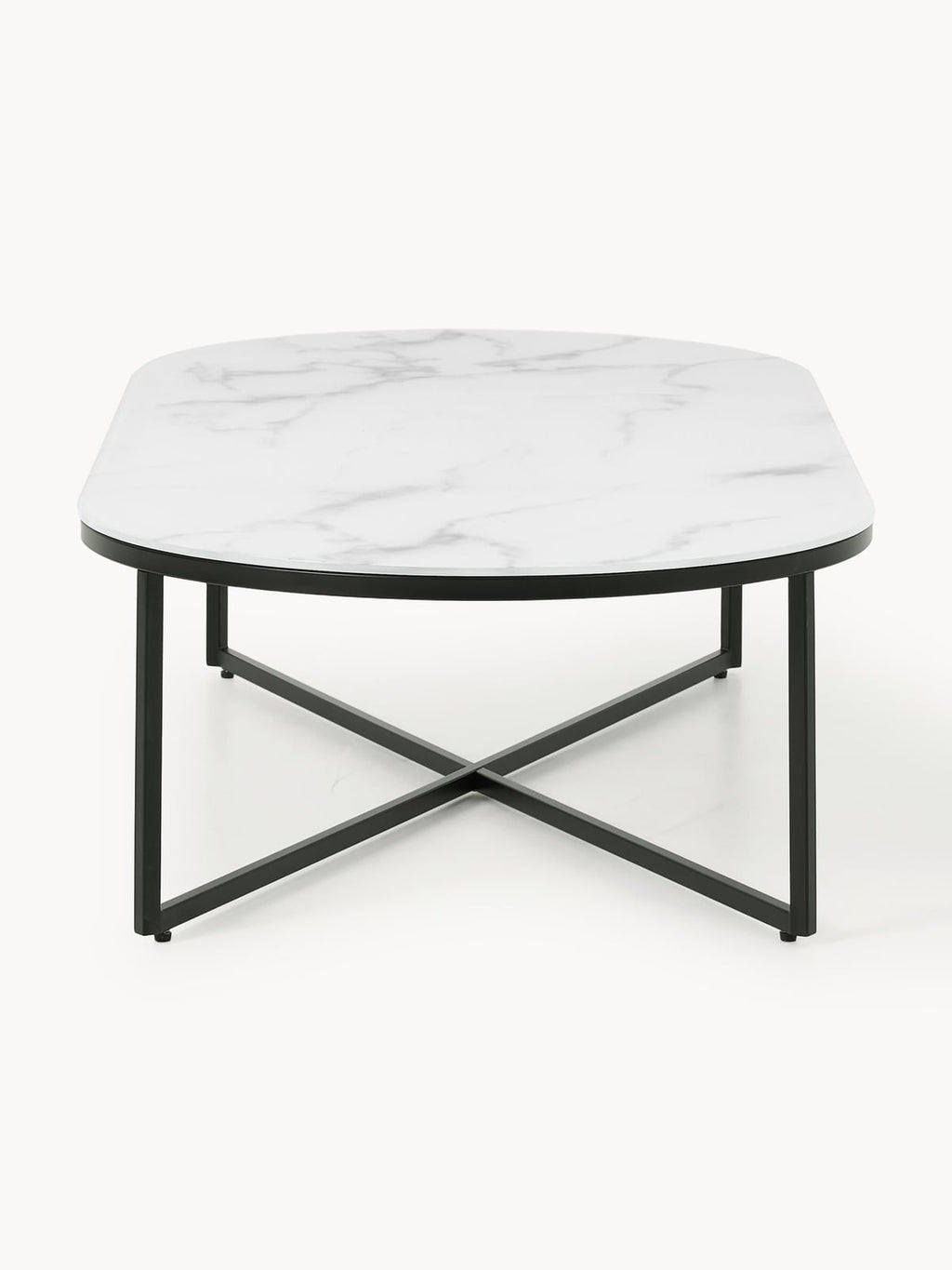 Netherby Oval Coffee Table with Marble Effect Glass Top