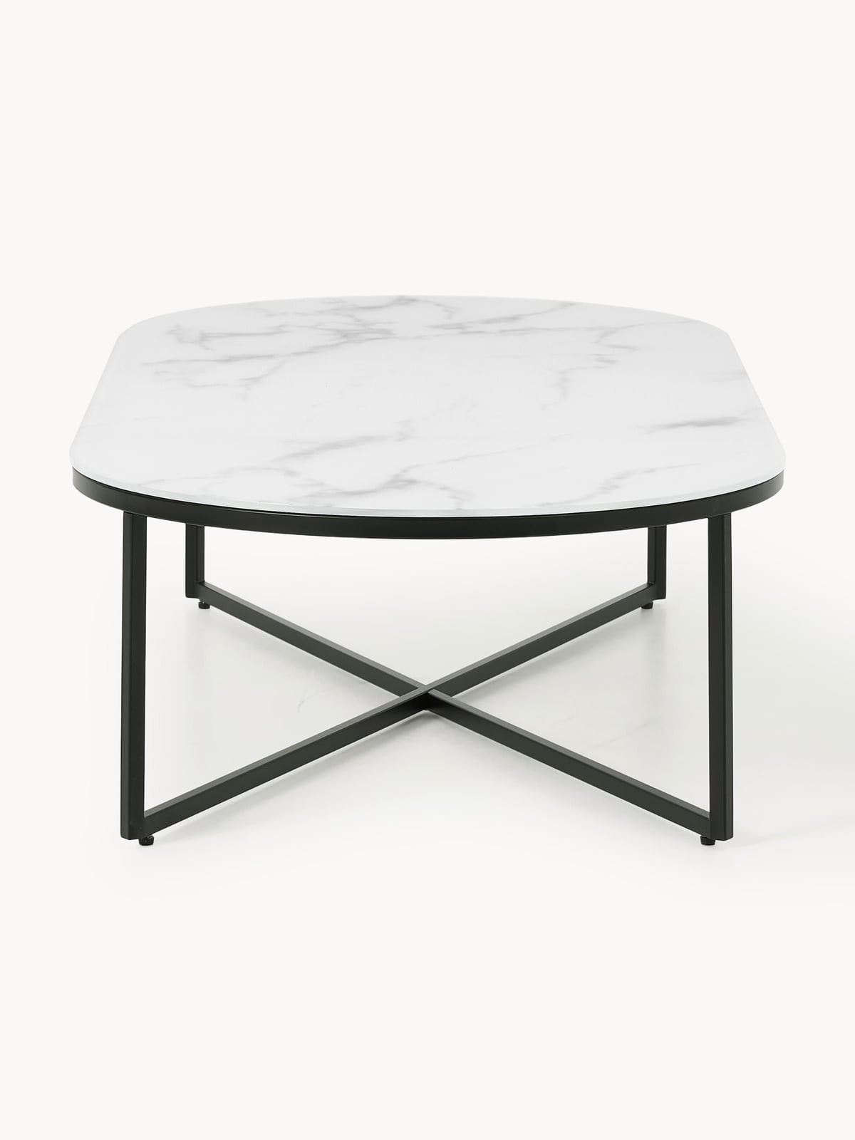 Netherby Oval Coffee Table with Marble Effect Glass Top