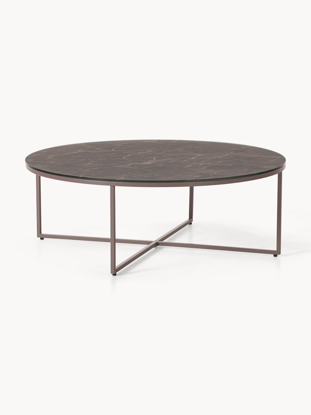 Netherby Round XL Coffee Table with Marble Effect Glass Top