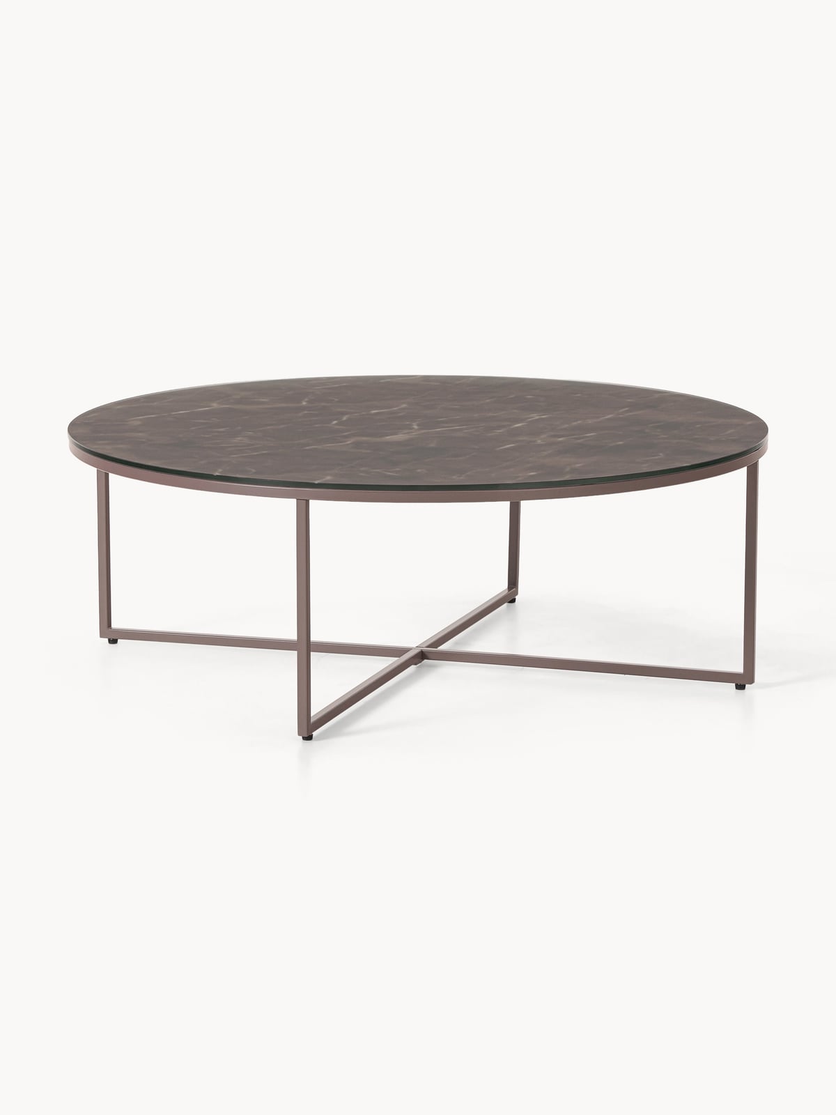Netherby Round XL Coffee Table with Marble Effect Glass Top
