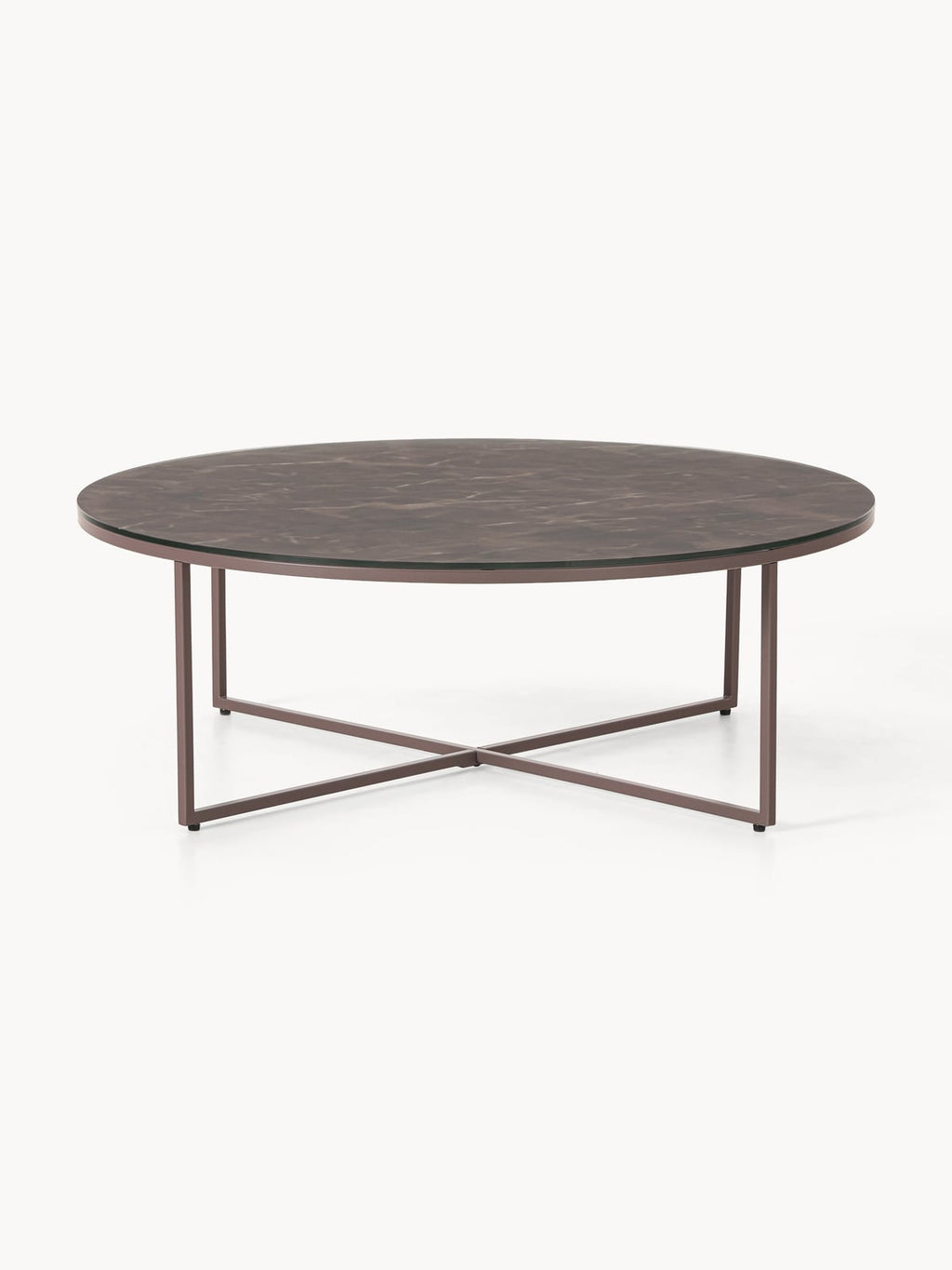 Netherby Round XL Coffee Table with Marble Effect Glass Top