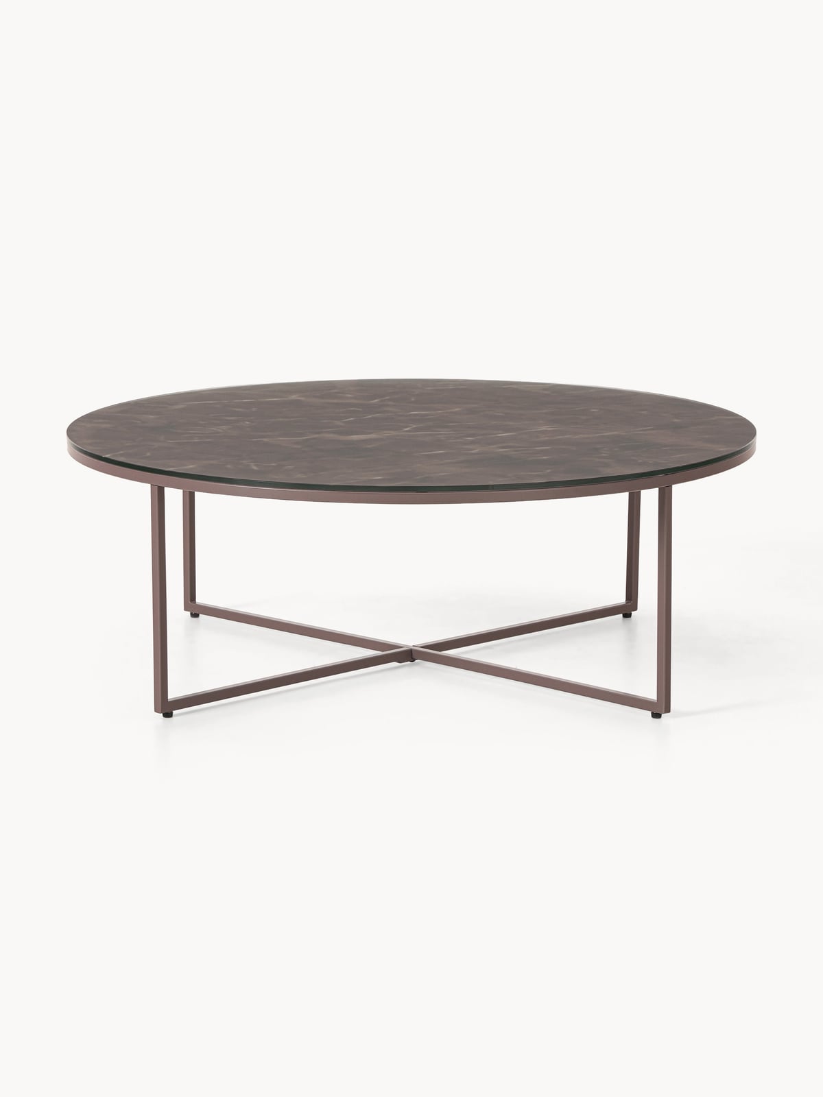 Netherby Round XL Coffee Table with Marble Effect Glass Top