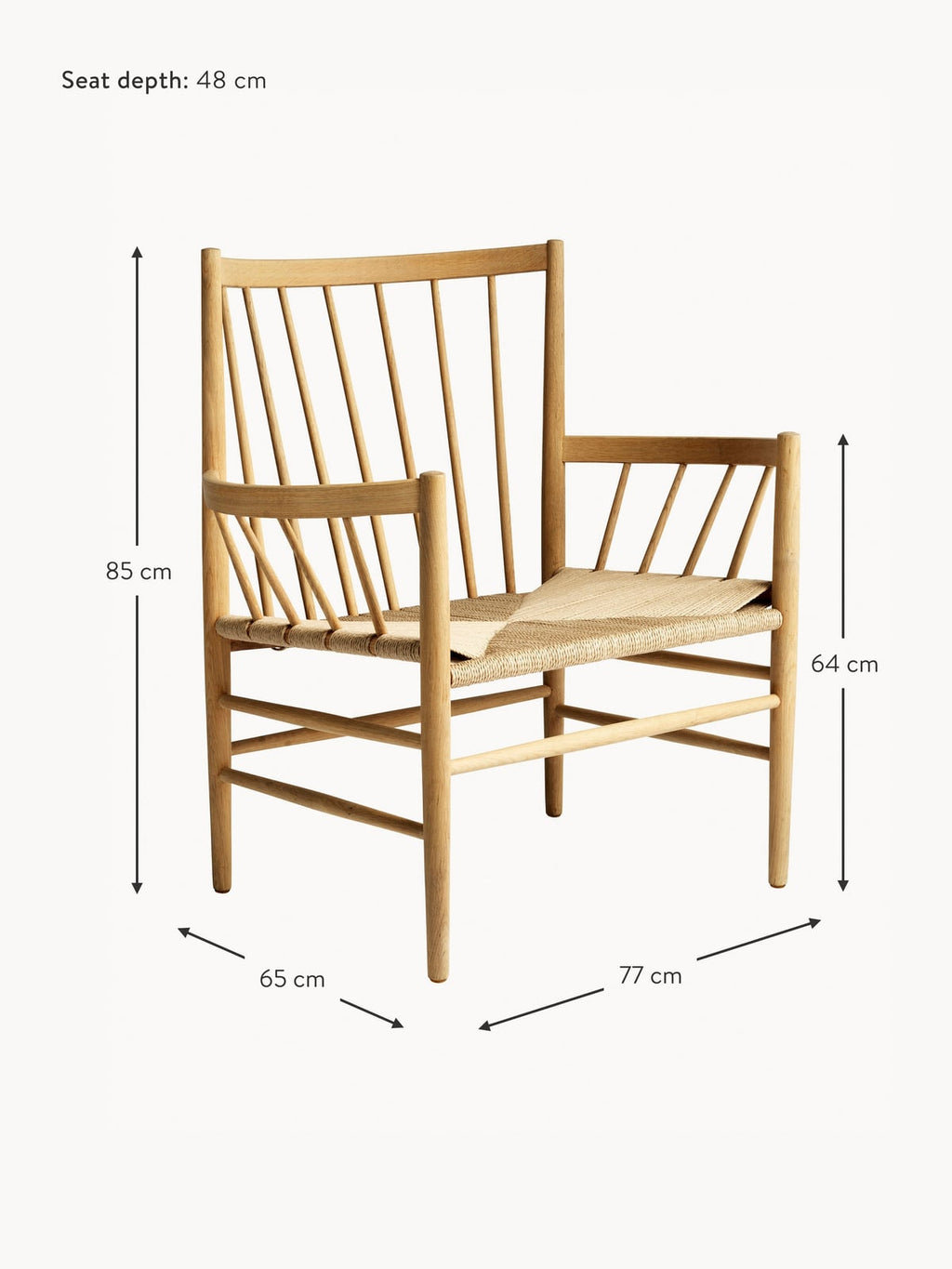 Newbiggin J82 Handwoven Oak Wood Armchair