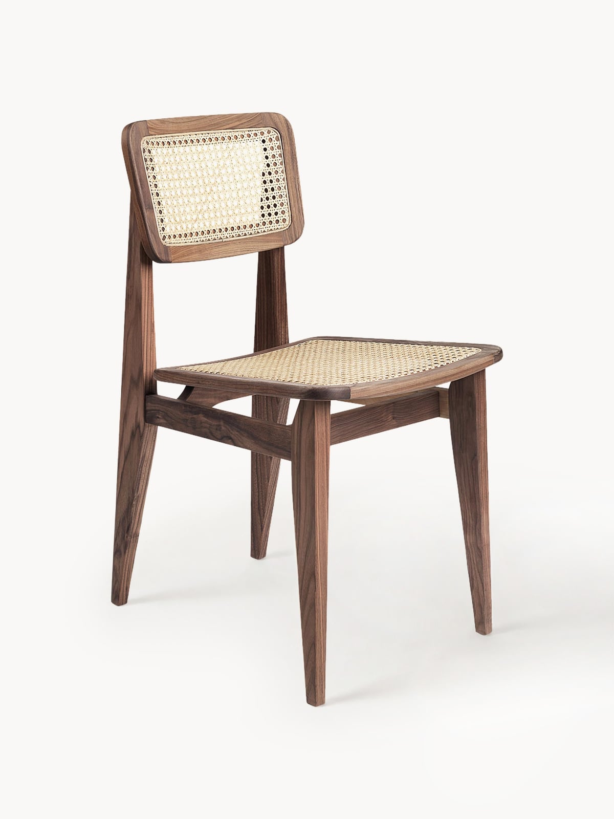 Norbury C-Chair Walnut Wood Dining Chair with Viennese Wickerwork