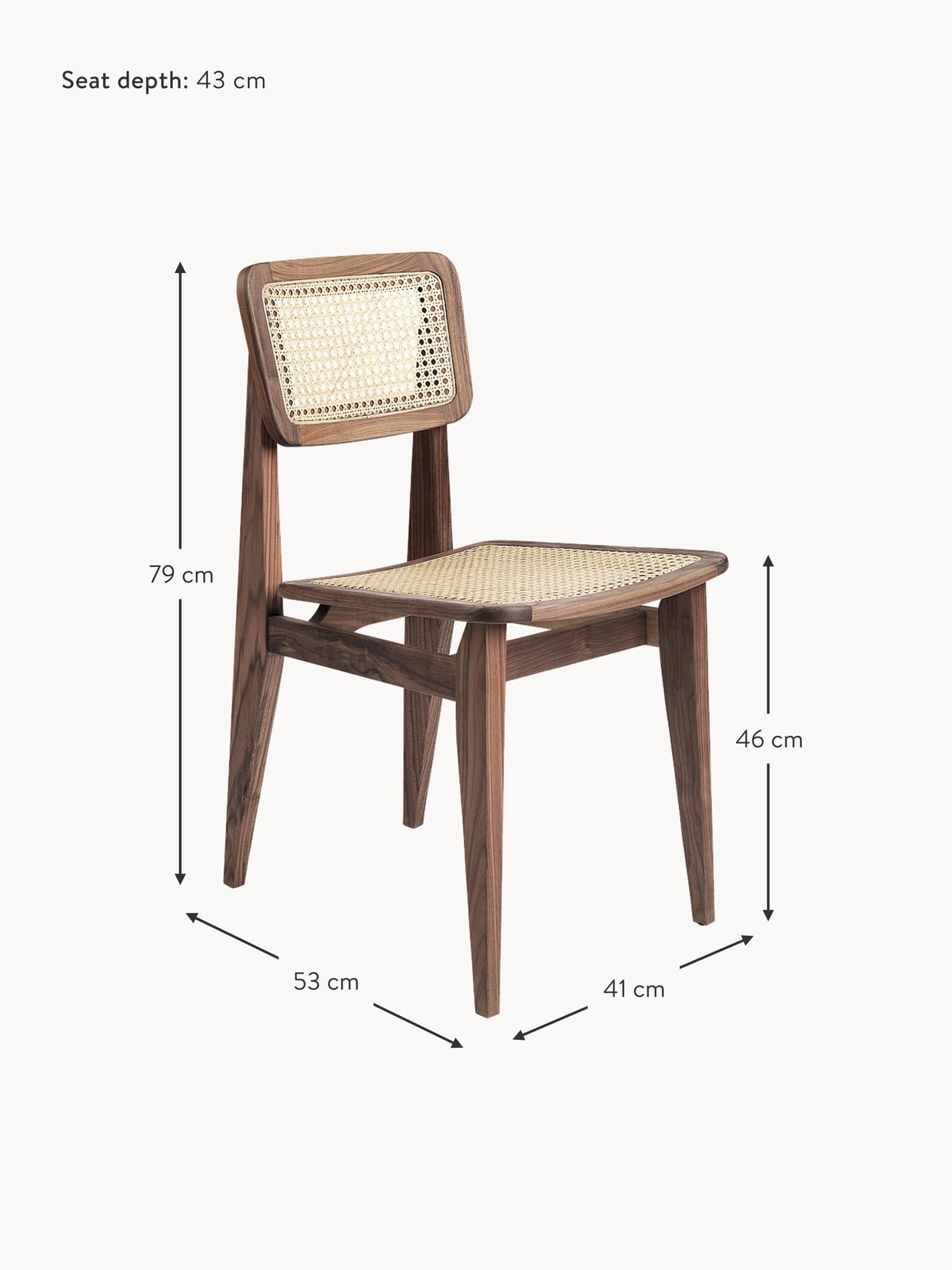 Norbury C-Chair Walnut Wood Dining Chair with Viennese Wickerwork