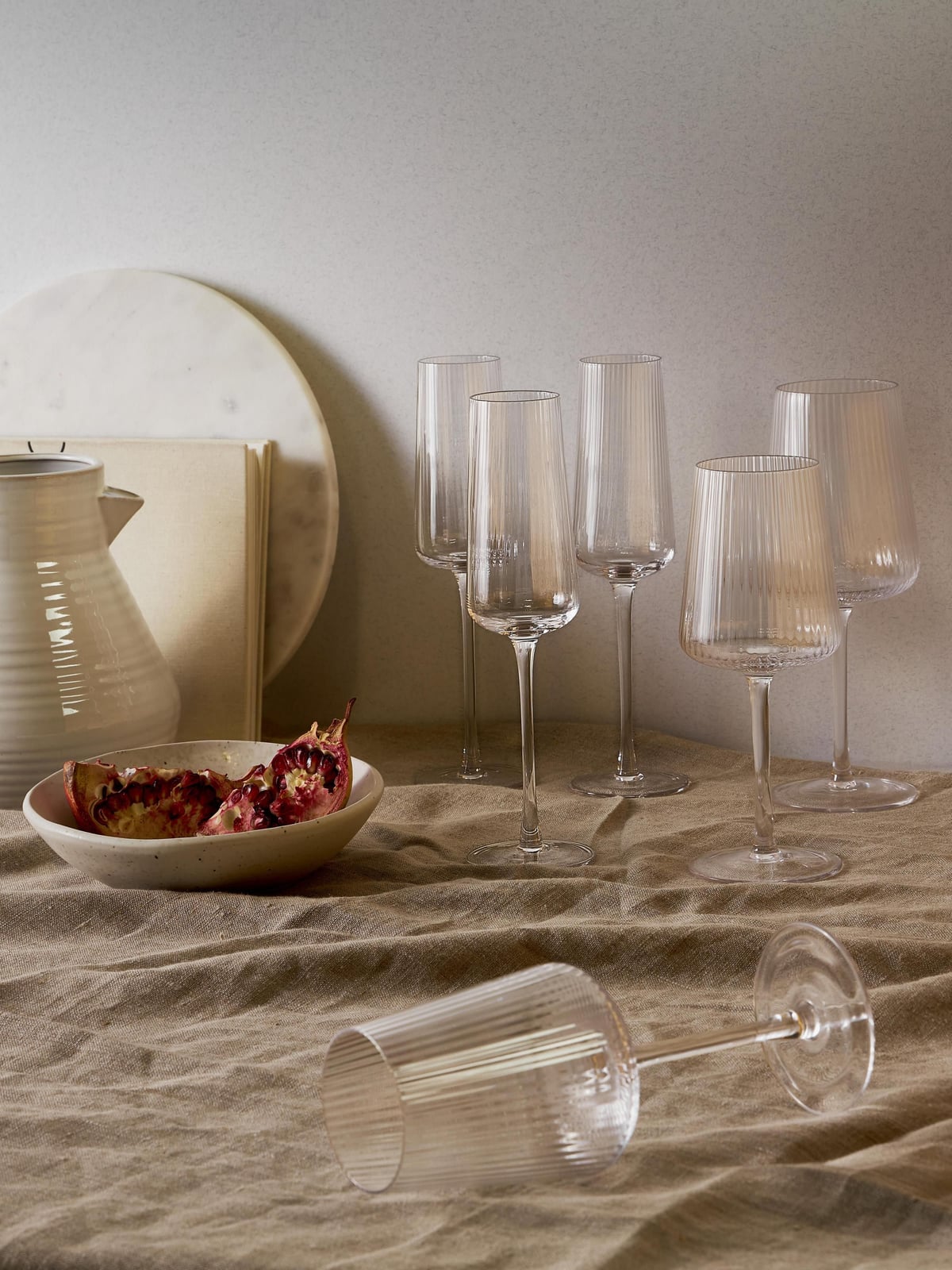 Norbury Handmade White Wine Glasses with Embossed Pattern, Set of 4