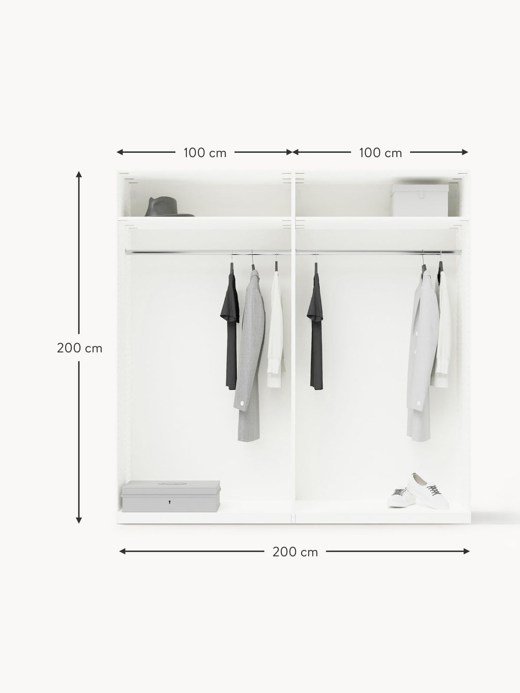 Norwood Modular Hinged Door Wardrobe, 200 cm Wide, in various sizes