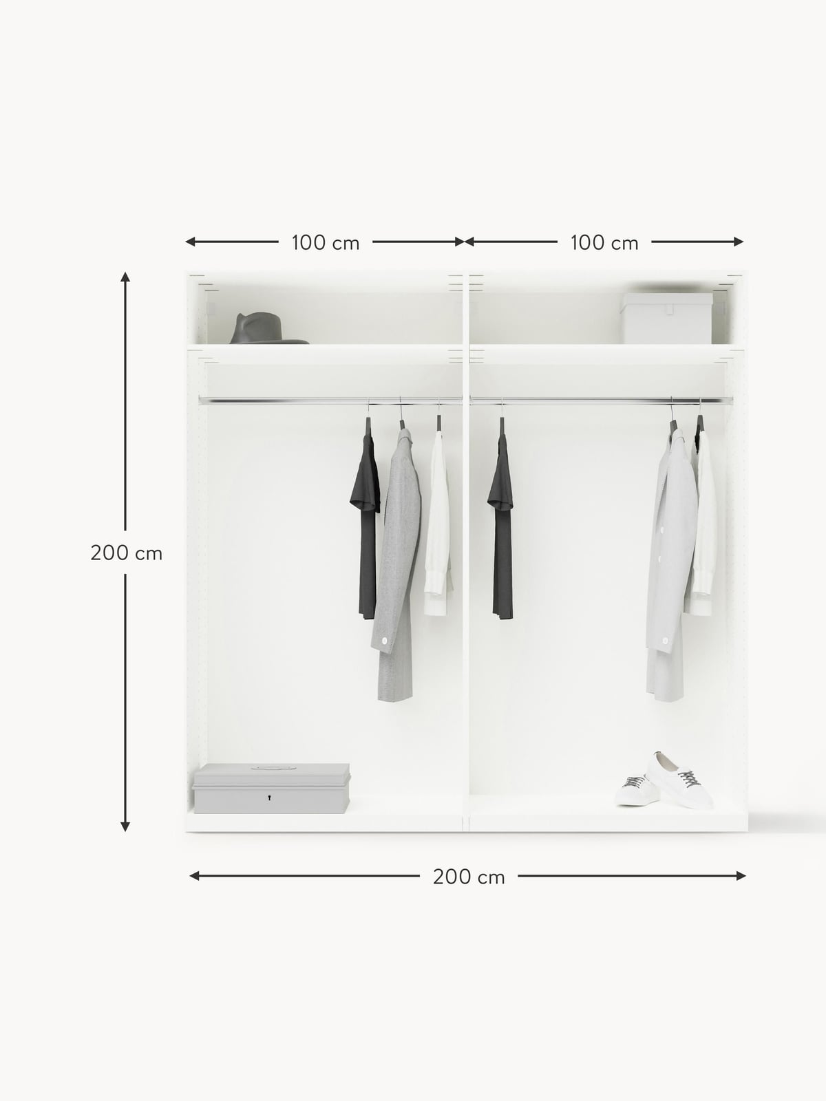 Norwood Modular Hinged Door Wardrobe, 200 cm Wide, in various sizes