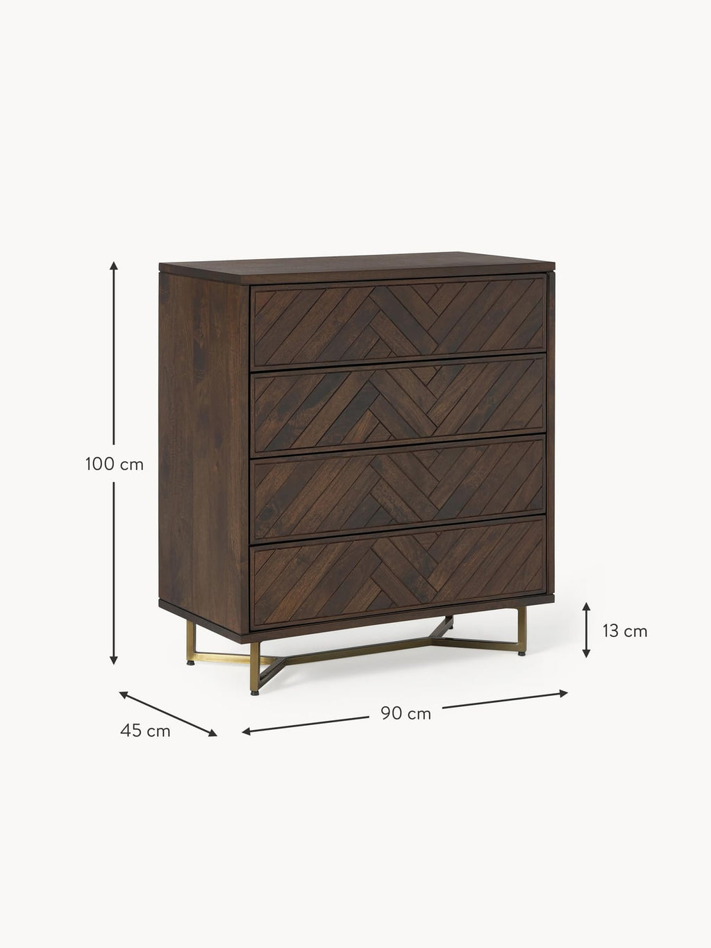 Nunthorpe Mango Wood Dresser with Herringbone Pattern