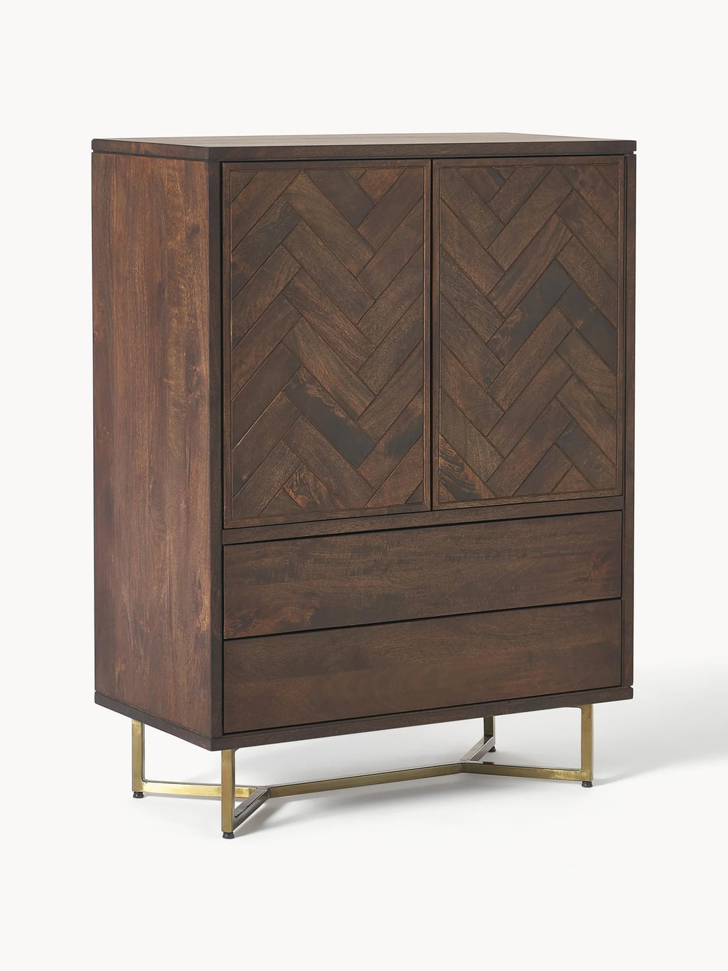 Nunthorpe Mango Wood Highboard with Herringbone Pattern