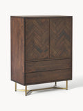 Nunthorpe Mango Wood Highboard with Herringbone Pattern