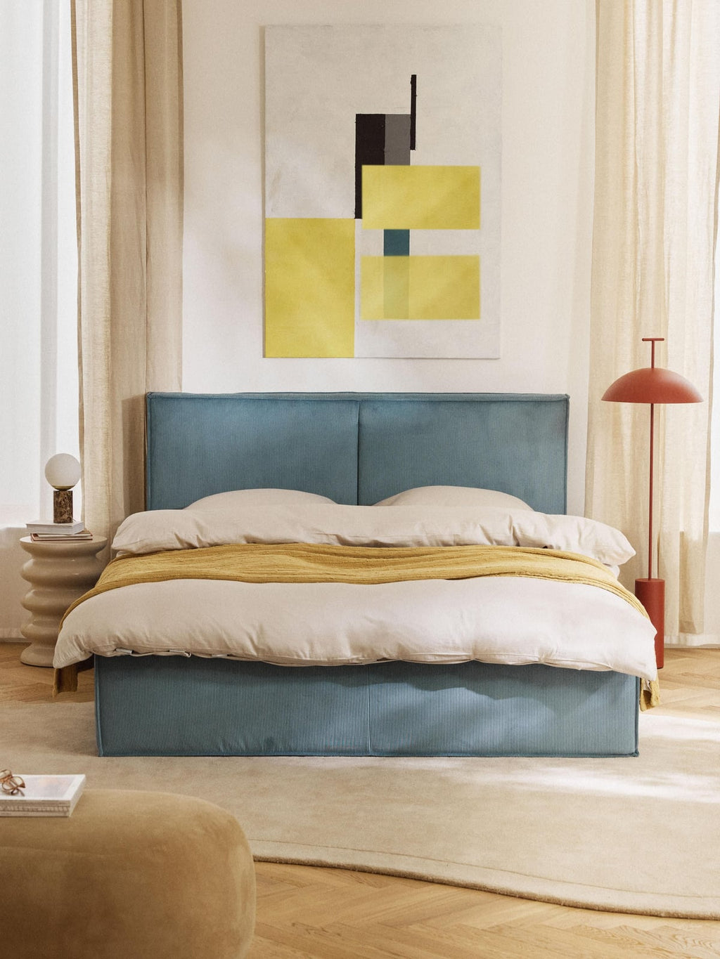 Nunthorpe Upholstered Corduroy Bed with Storage Space