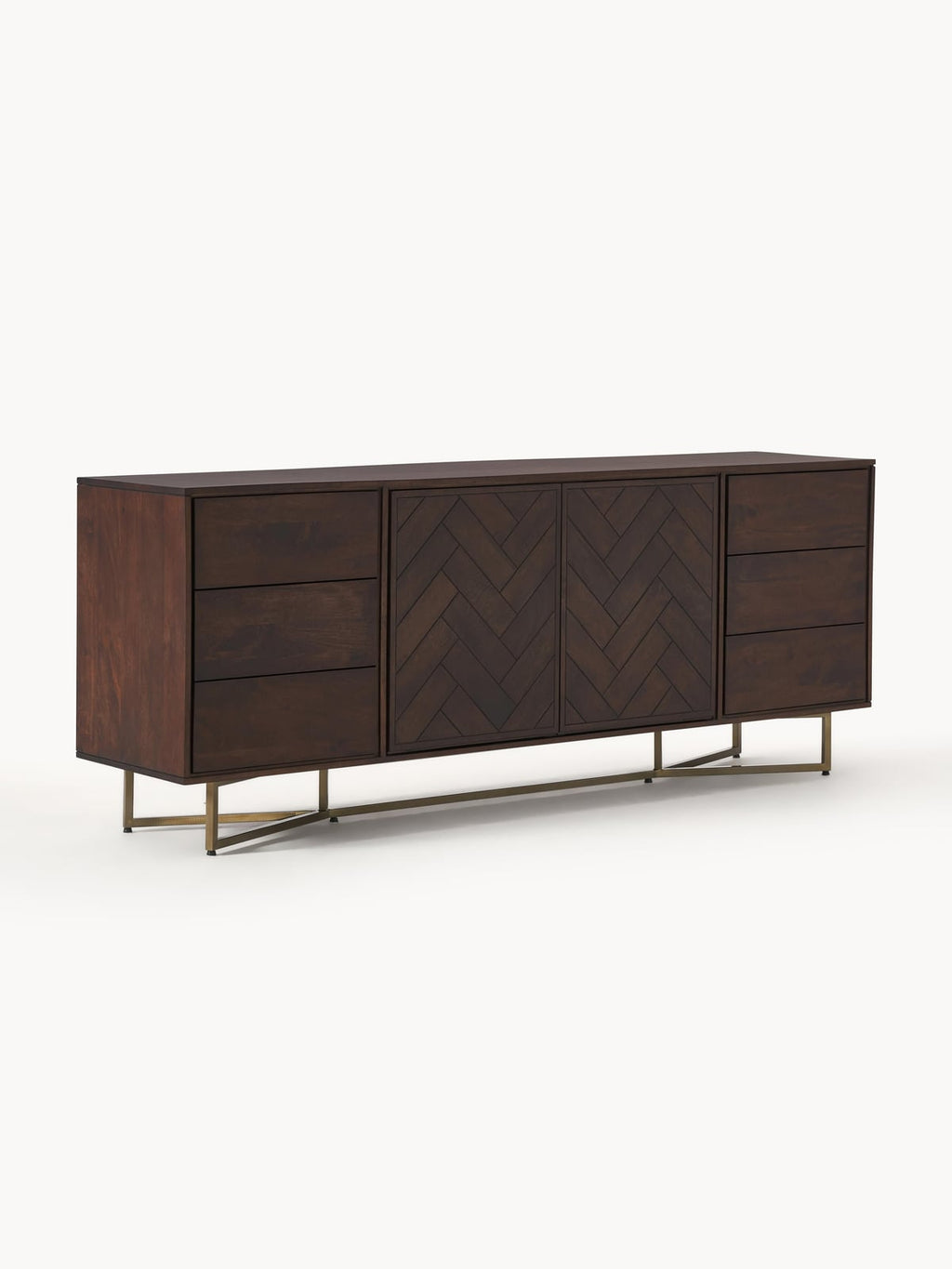 Nunthorpe XL Mango Wood Sideboard with Herringbone Pattern