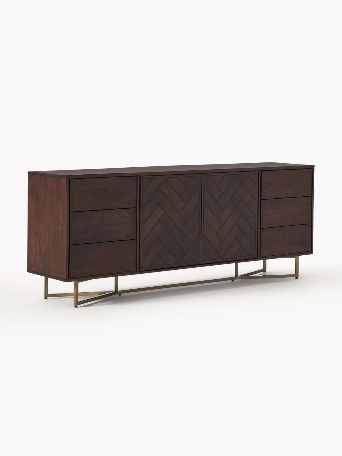 Nunthorpe XL Mango Wood Sideboard with Herringbone Pattern