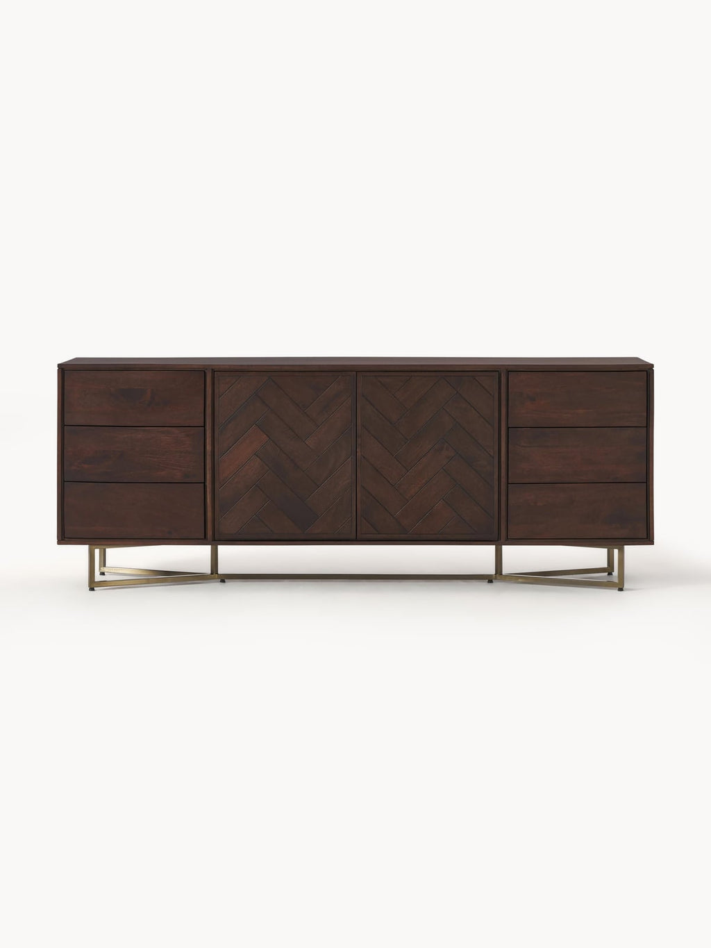 Nunthorpe XL Mango Wood Sideboard with Herringbone Pattern