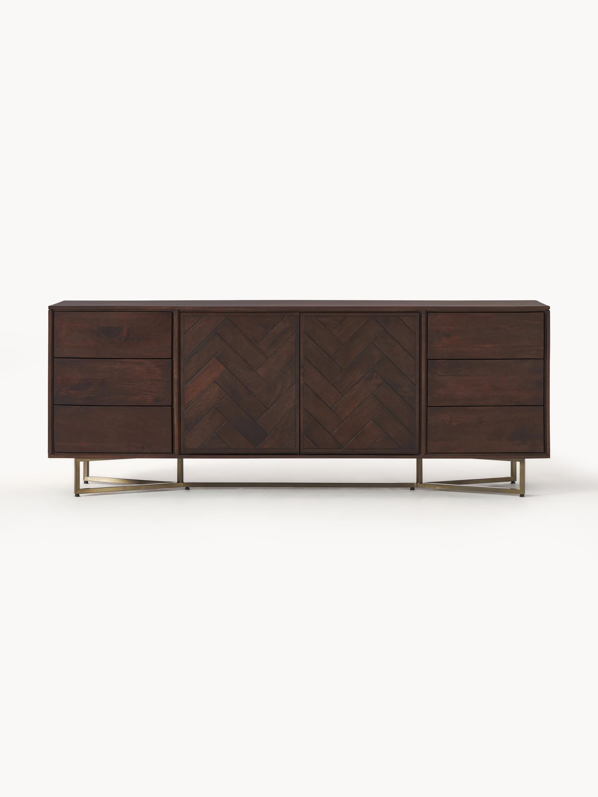 Nunthorpe XL Mango Wood Sideboard with Herringbone Pattern