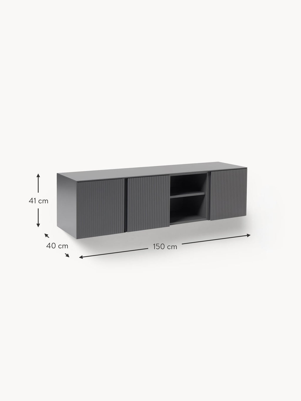 Oakley Wall-Mounted Lowboard with Ribbed Front