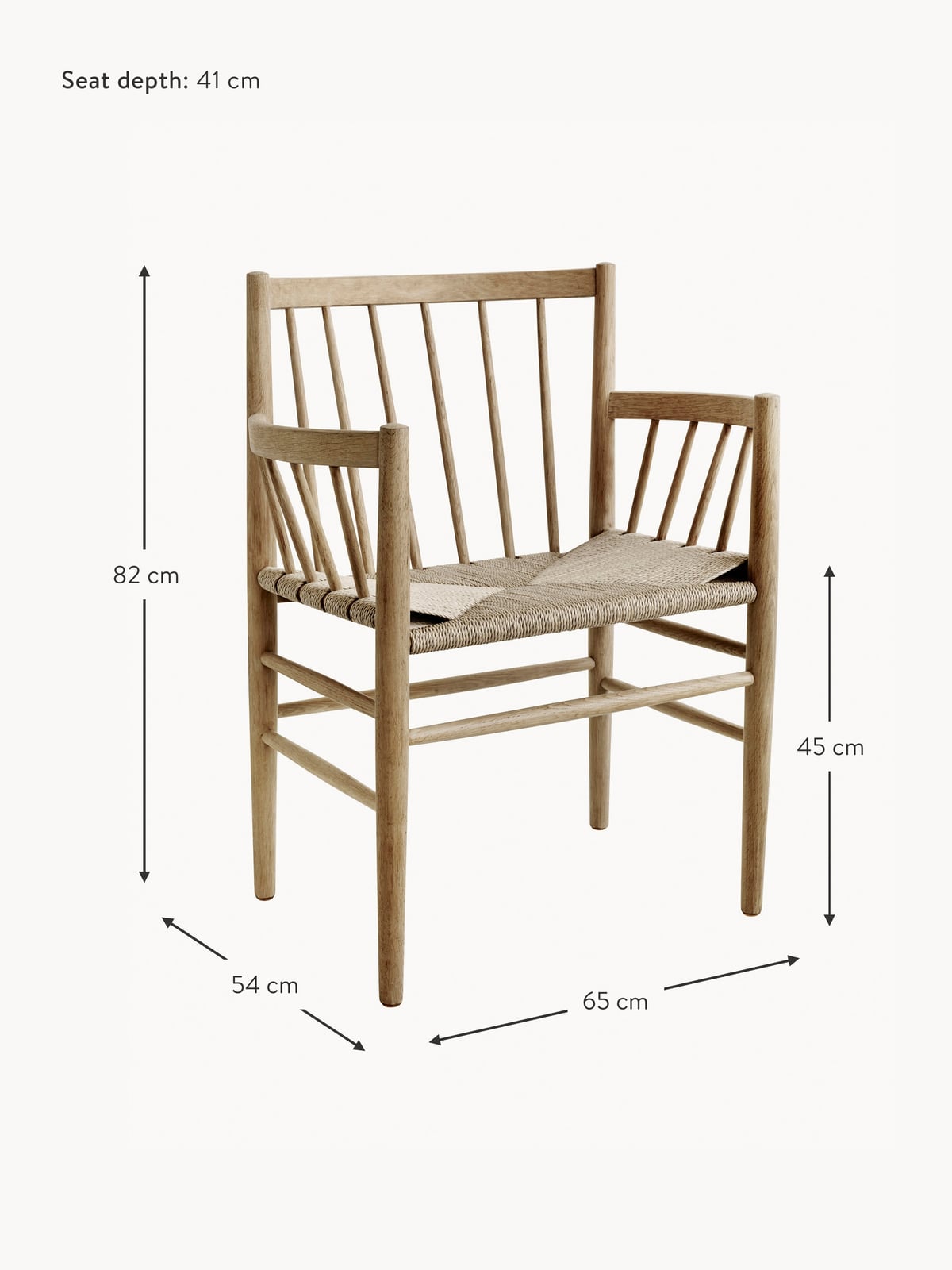 Orwell Oak Wood Dining Chair J81 with Armrests