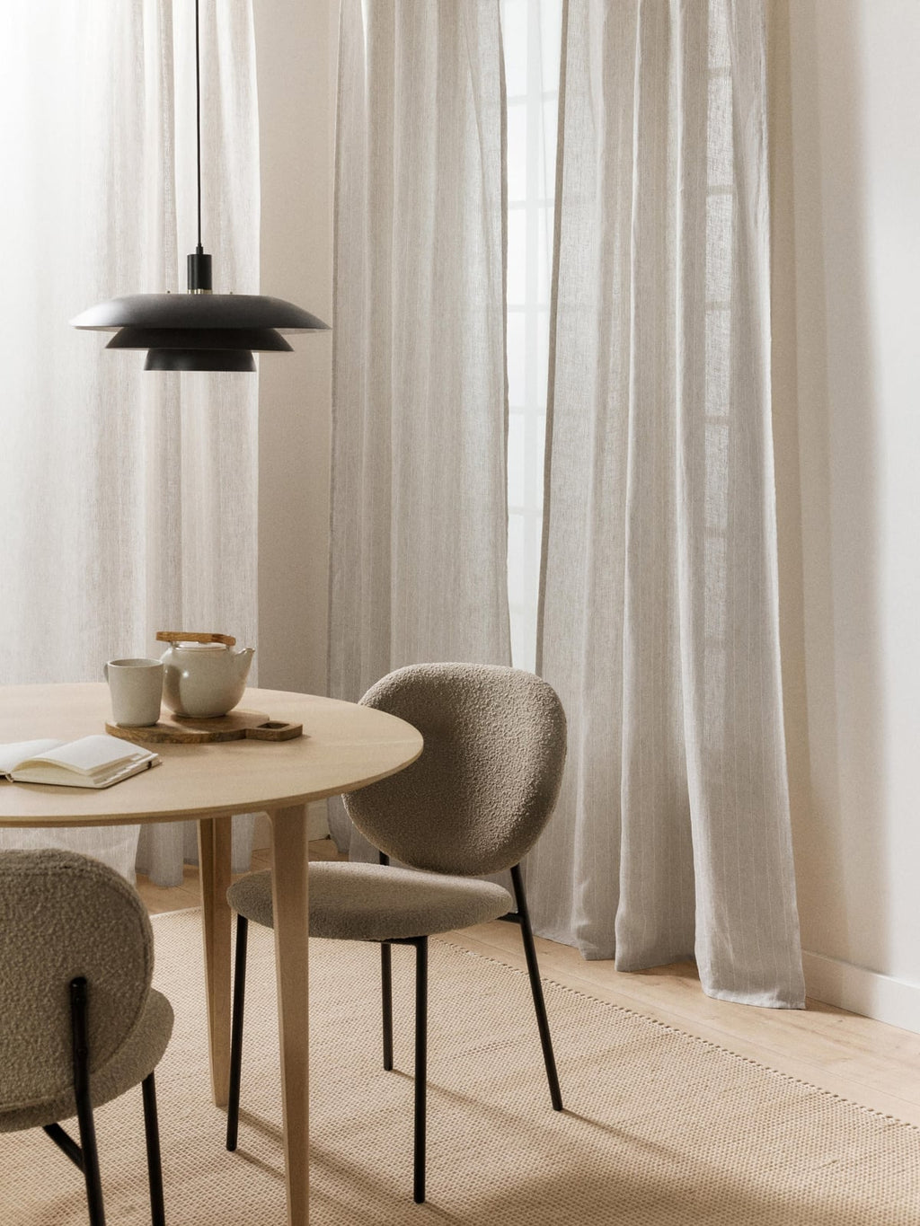 Osgodby Sheer Multi-Band Curtains, Set of 2, W 130 cm