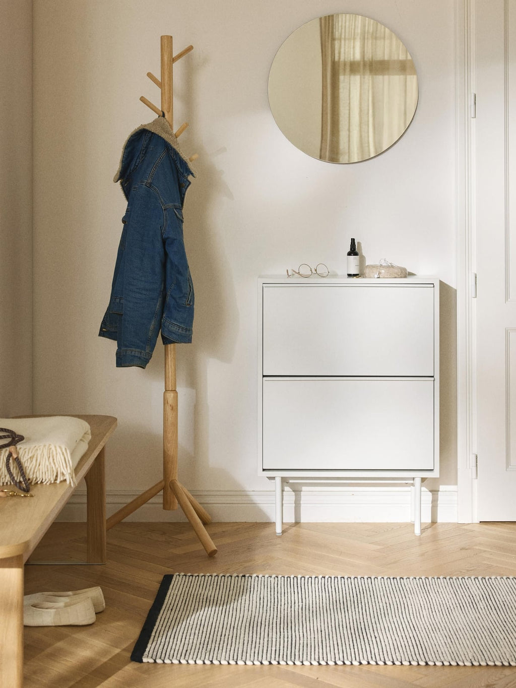 Otterburn Wooden Shoe Cupboard with Folding Shelves