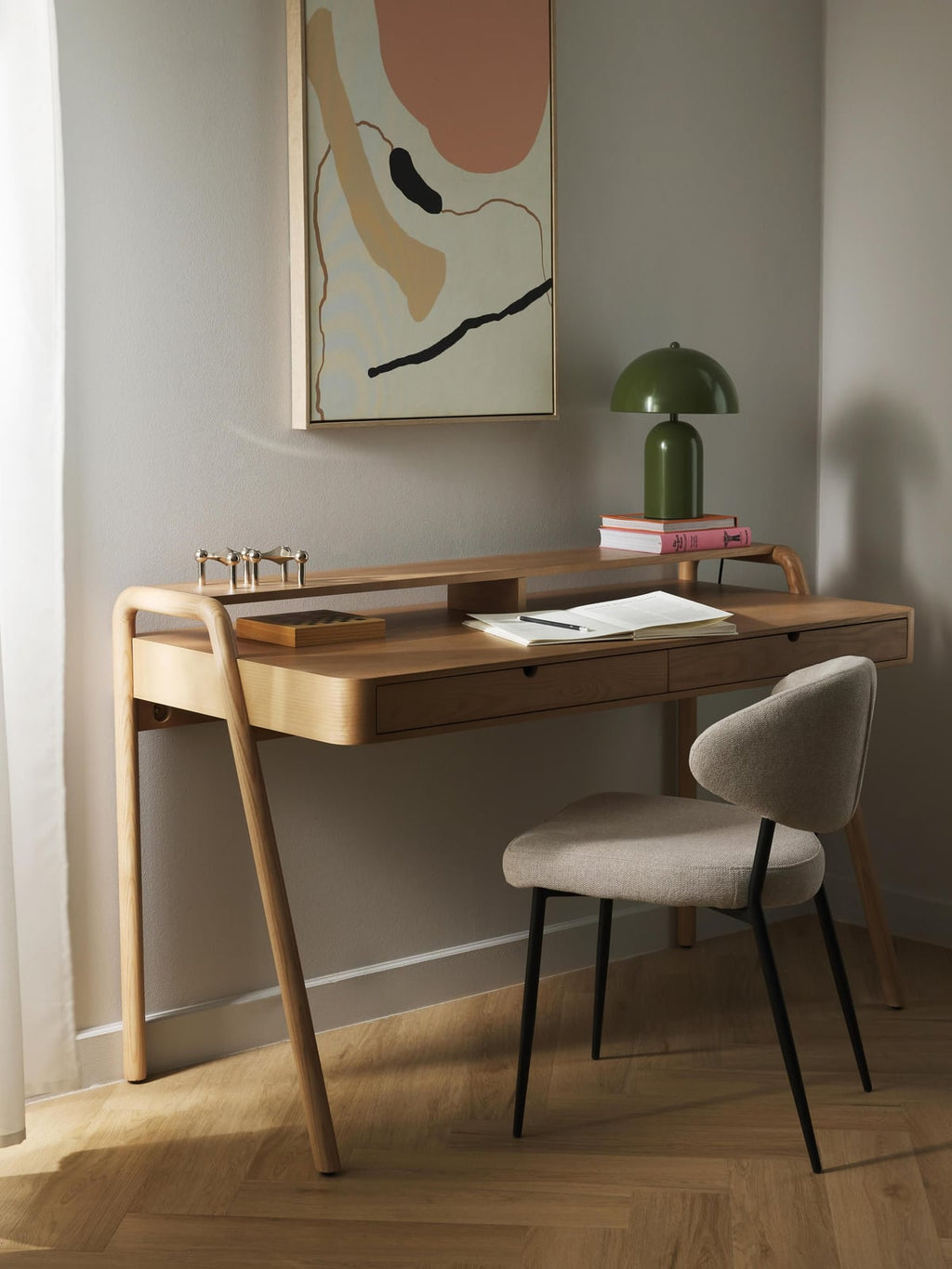 Ousby Wooden Desk with Drawers