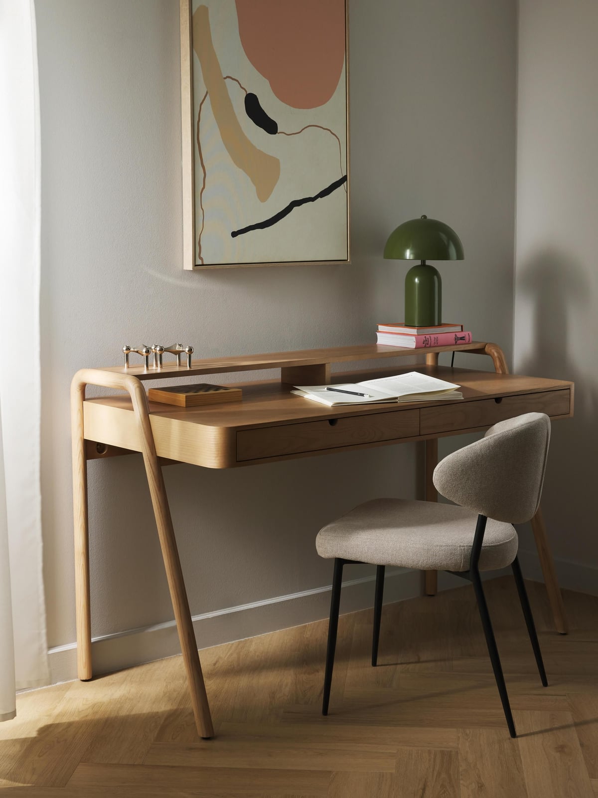 Ousby Wooden Desk with Drawers