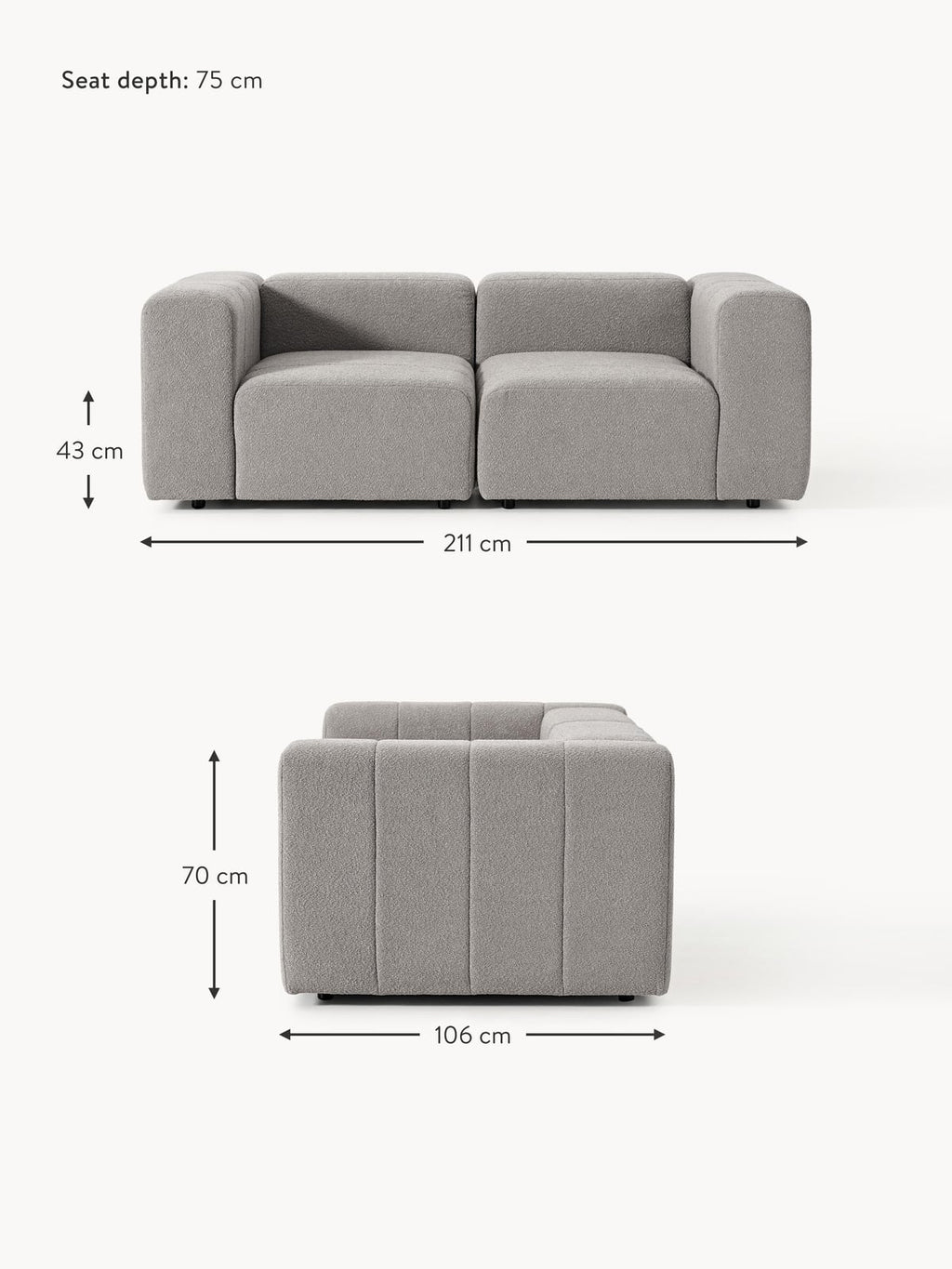 Pateley Bouclé Modular Sofa (2-seater)