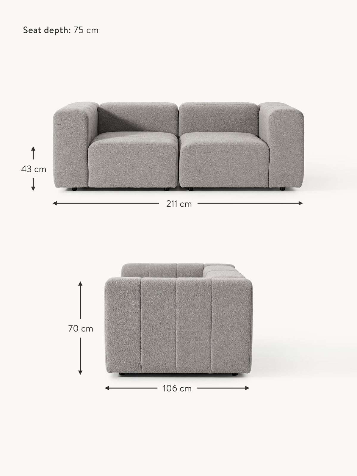 Pateley Bouclé Modular Sofa (2-seater)