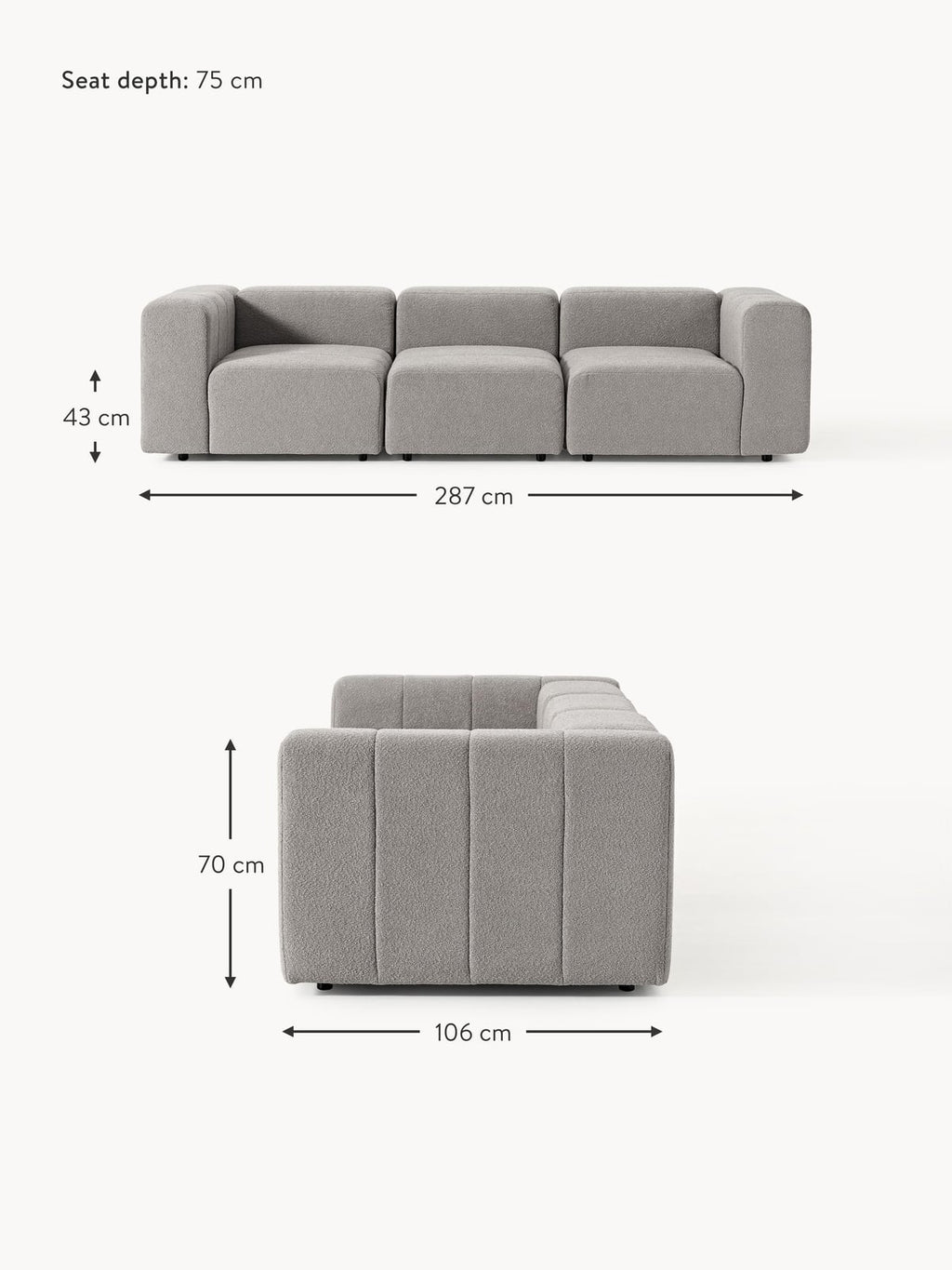 Pateley Bouclé Modular Sofa (4-seater)