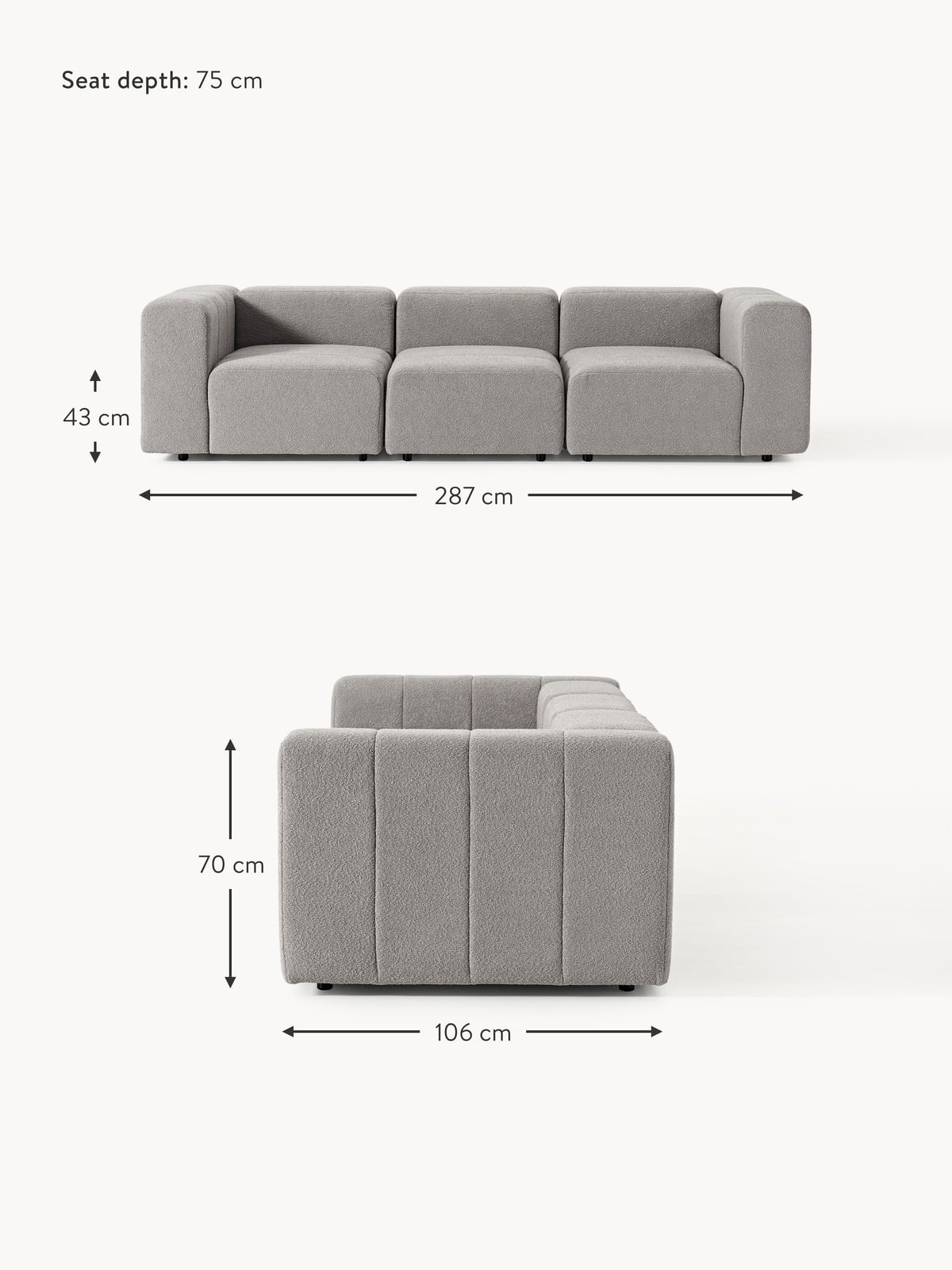 Pateley Bouclé Modular Sofa (4-seater)